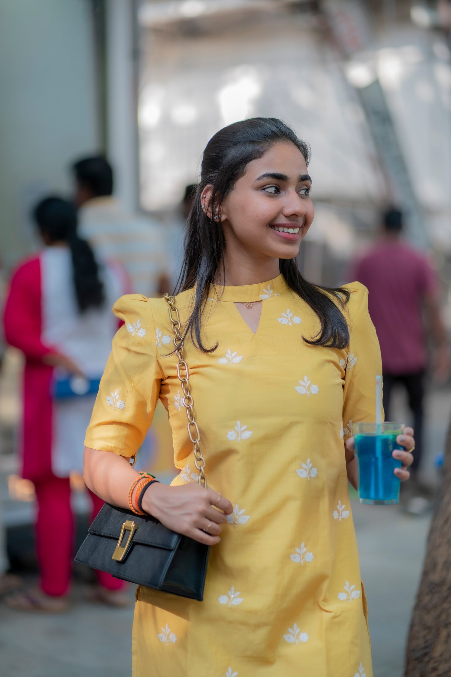 AA093 Yellow Mul Chanderi Silk Kurti