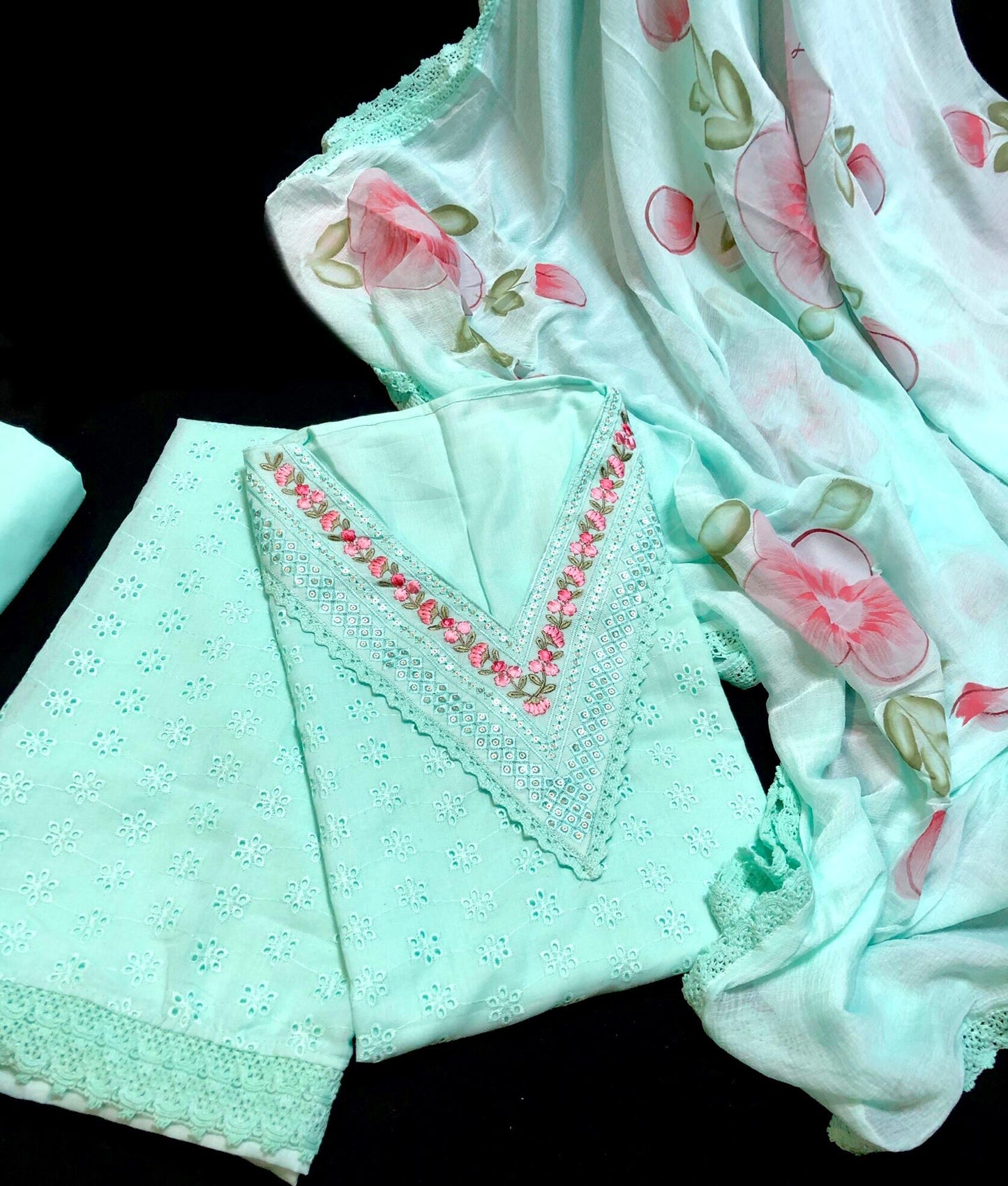 V Neck Hakoba Cotton Salwar Material