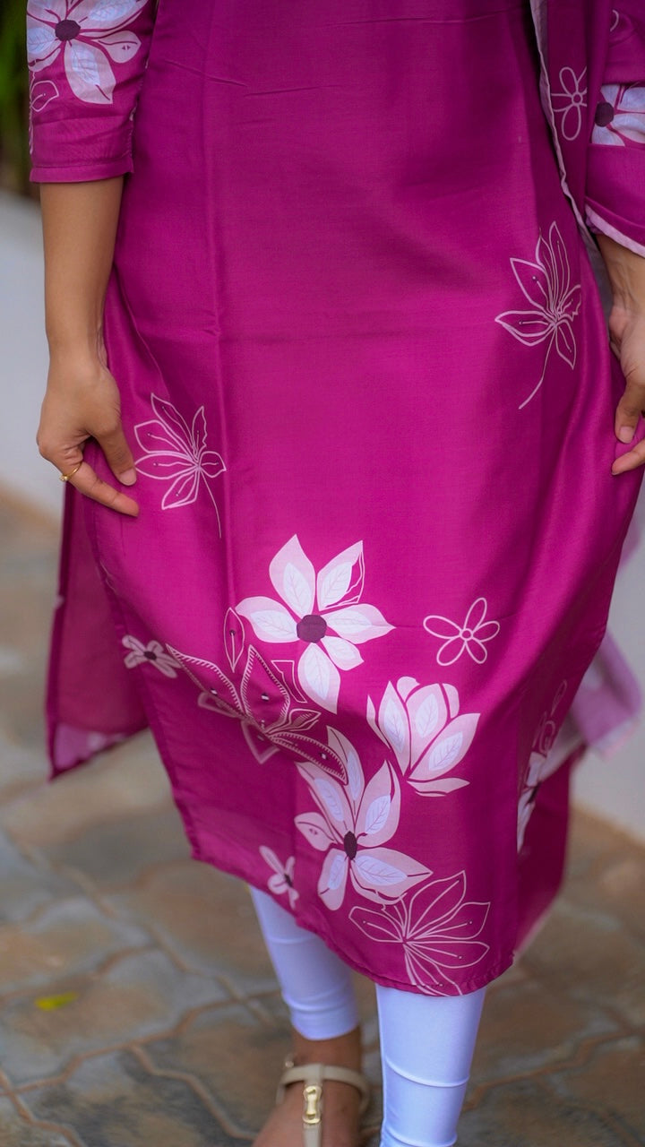 AA067 Muslin Silk Kurti with Dupatta