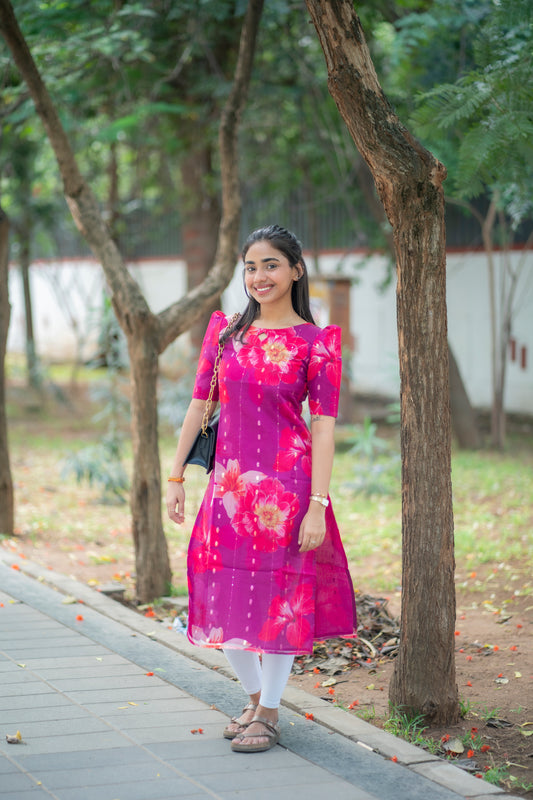 AA098 Organza Jacquard Kurti