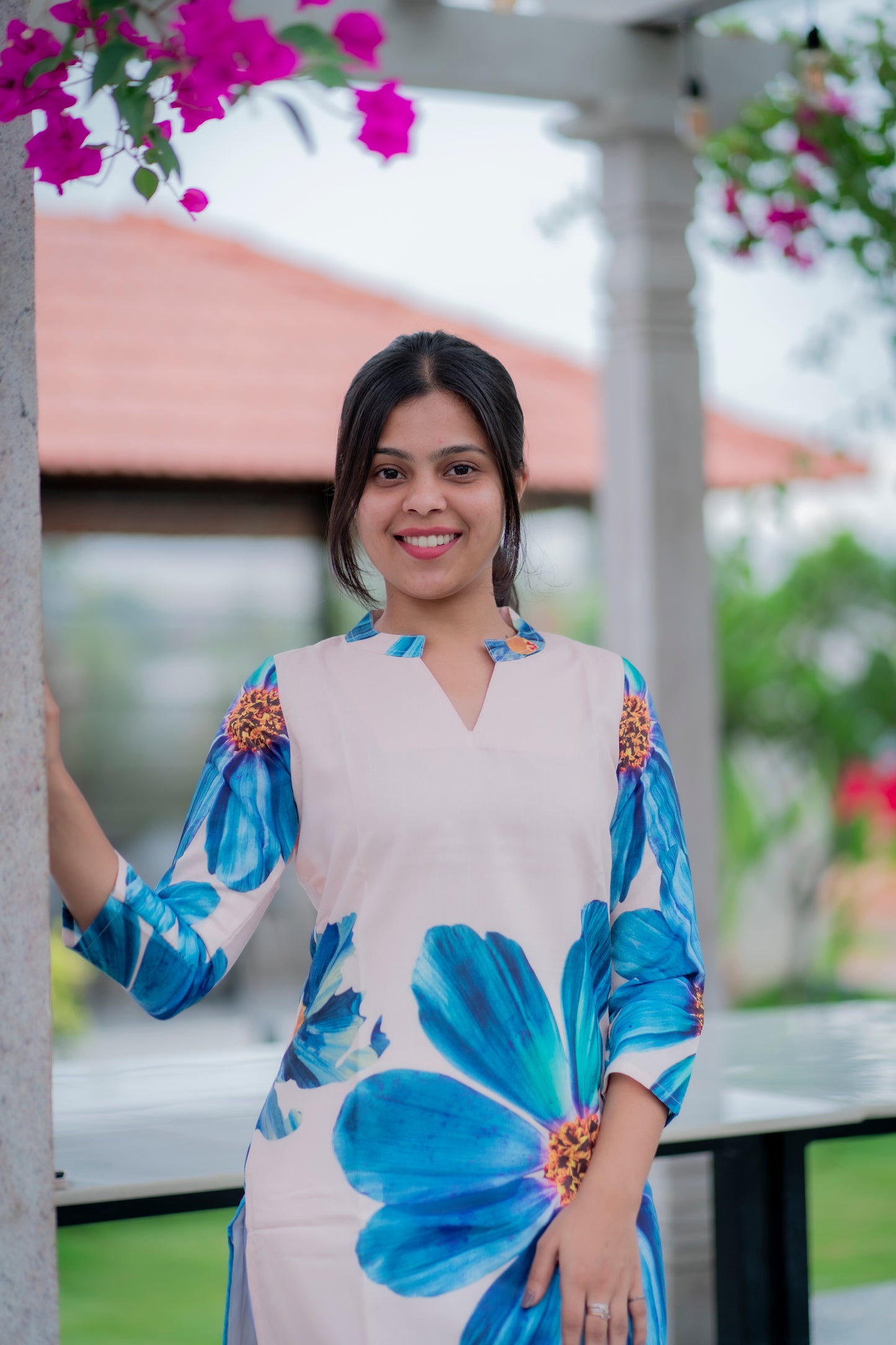 AA062 Linen Floral Kurti