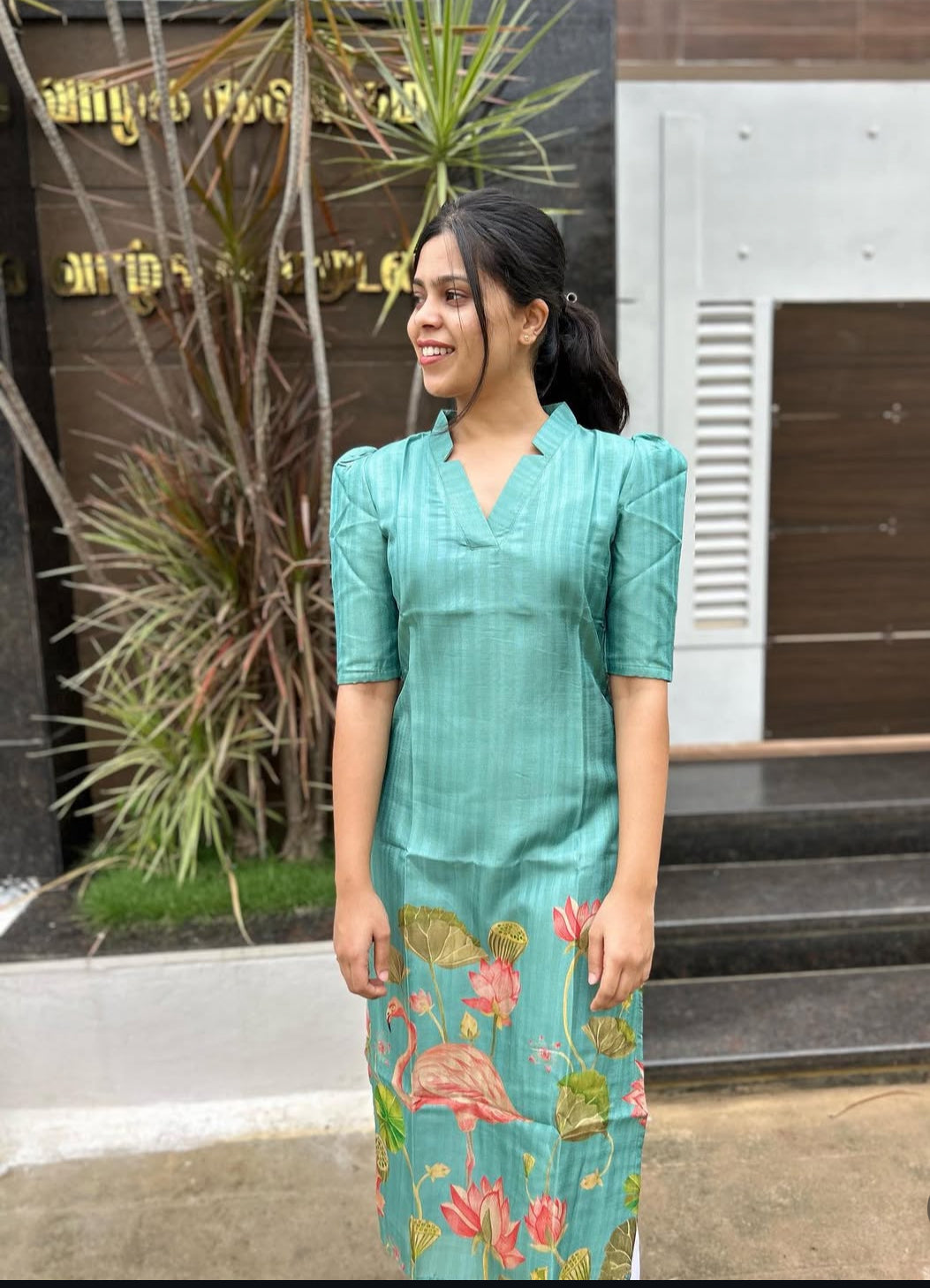 Blue Tussar Silk Kurti