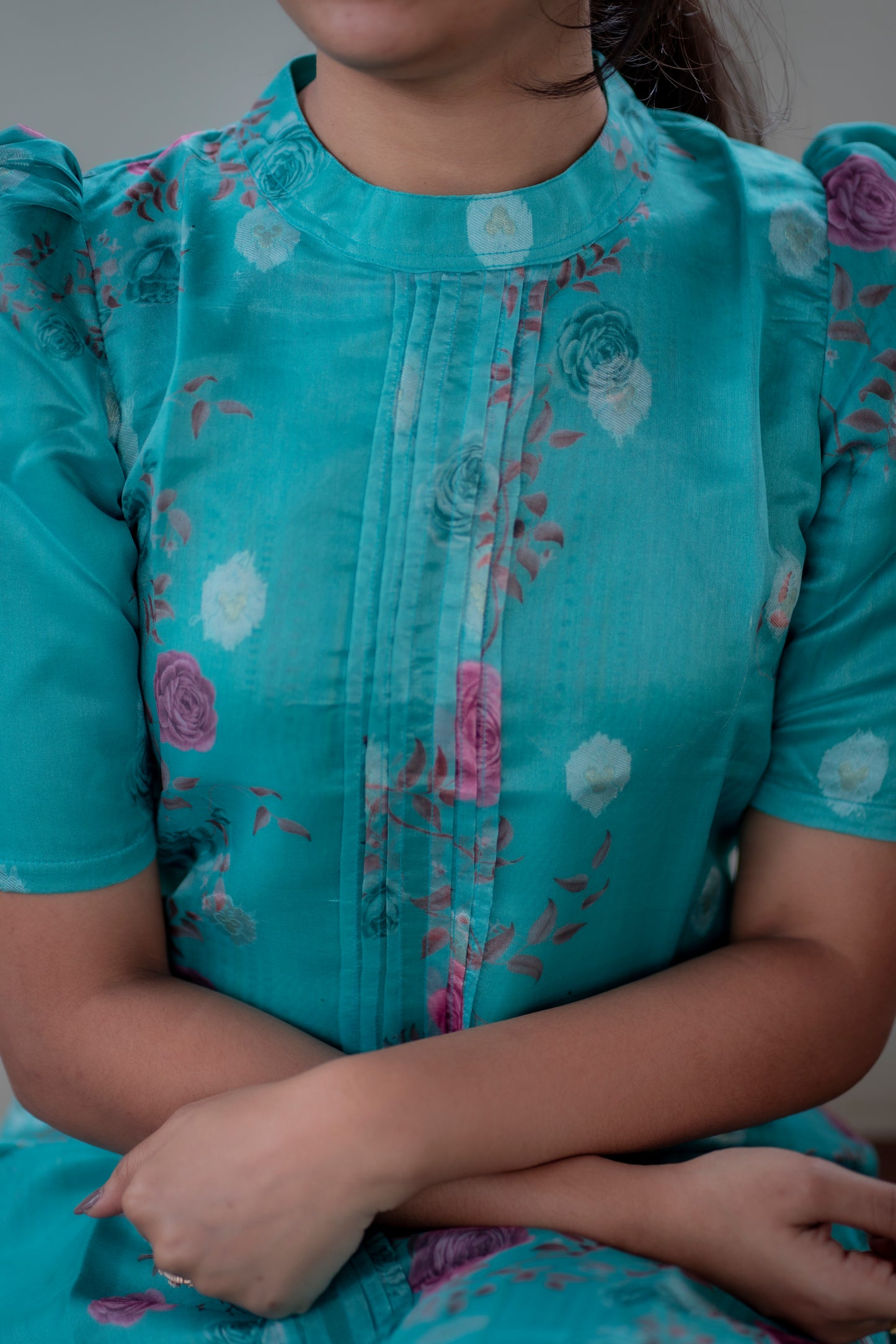 AA061 Chanderi Jacquard Butta Kurti