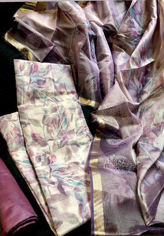 Tissue Silk Salwar Material 3 pc Set