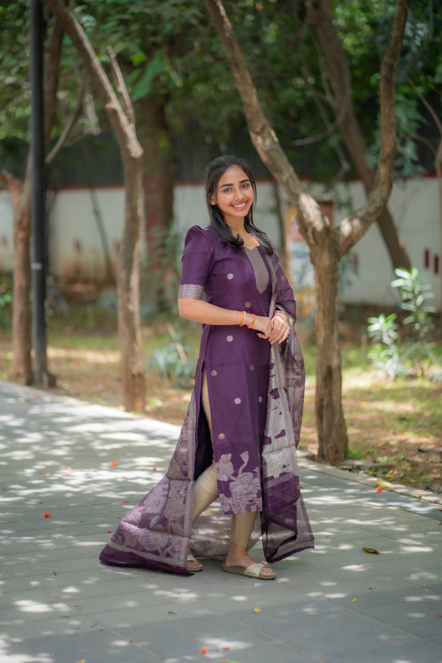 AA079 Jamdani Silk Kurti with Dupatta