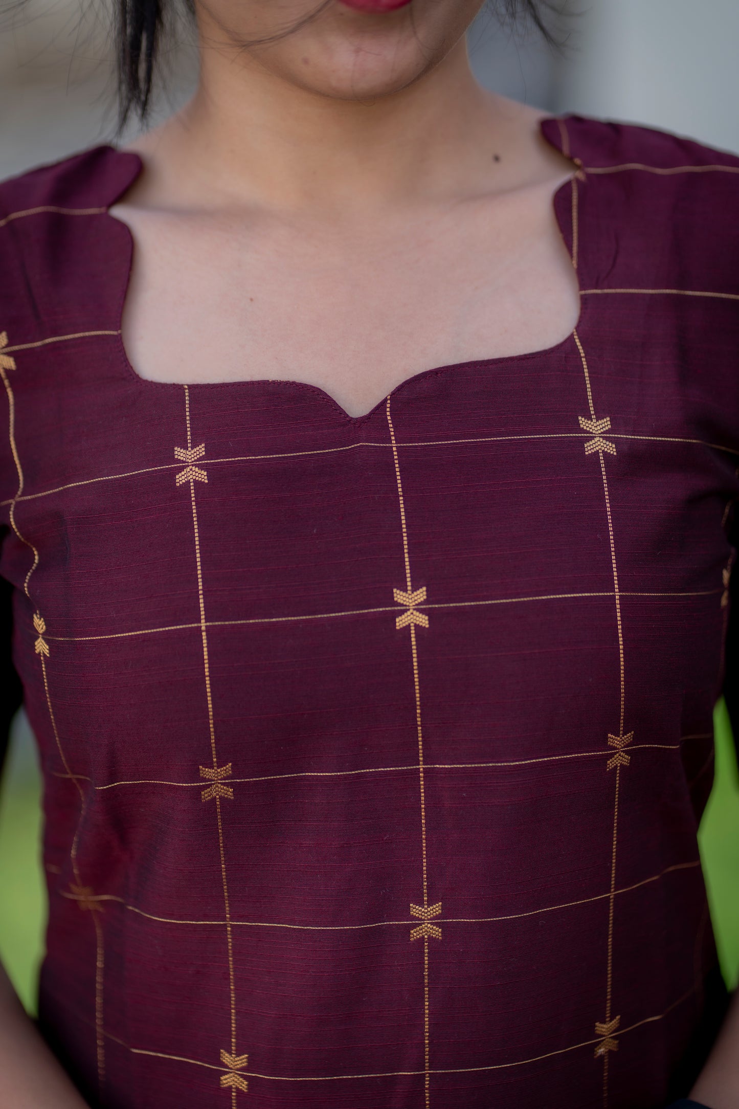AA056 Brown with Black Silk Kurti with Dupatta