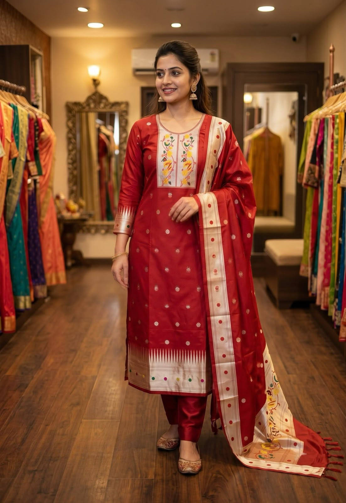 Red Paithani Salwar Set