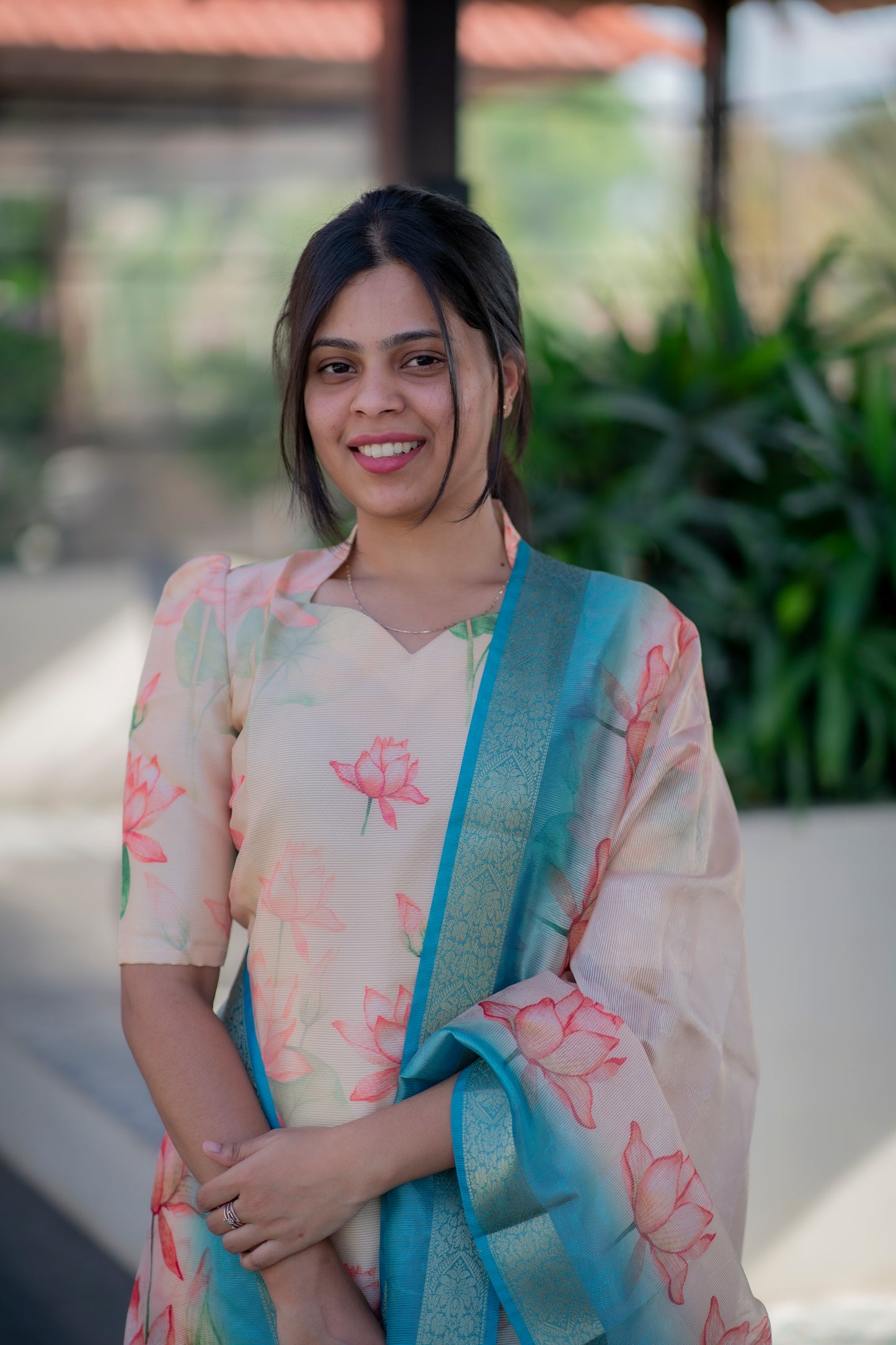 AA035 Golden Tissue Silk Kurti with Dupatta