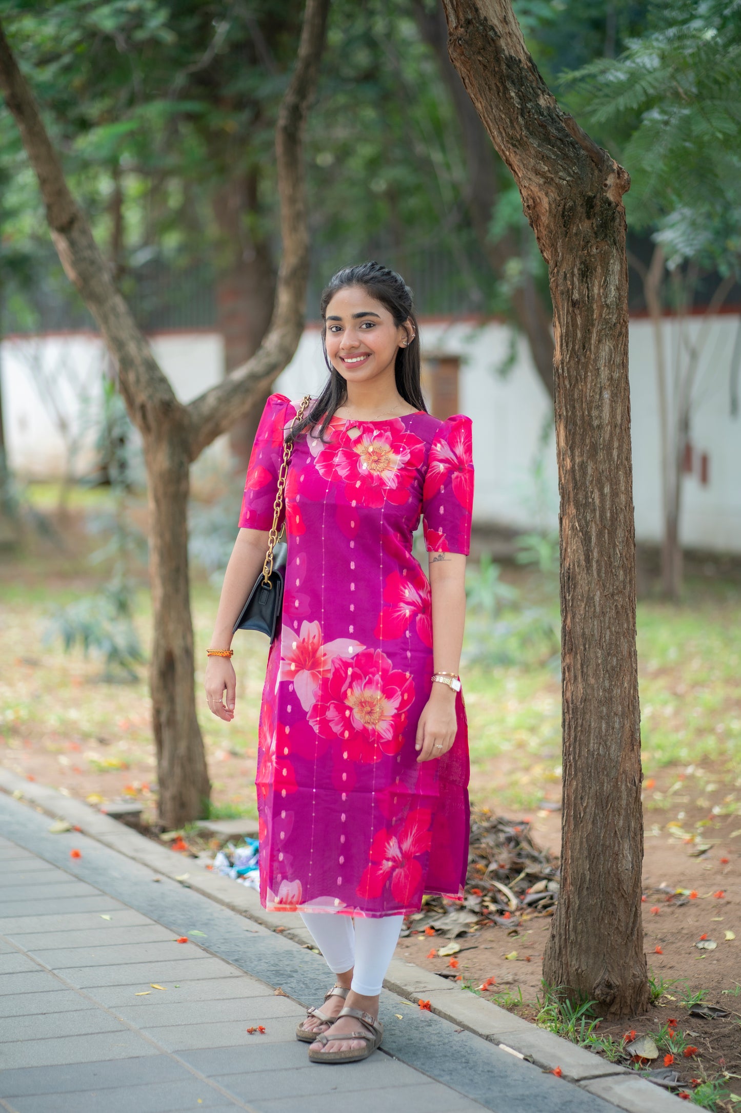 AA098 Organza Jacquard Kurti