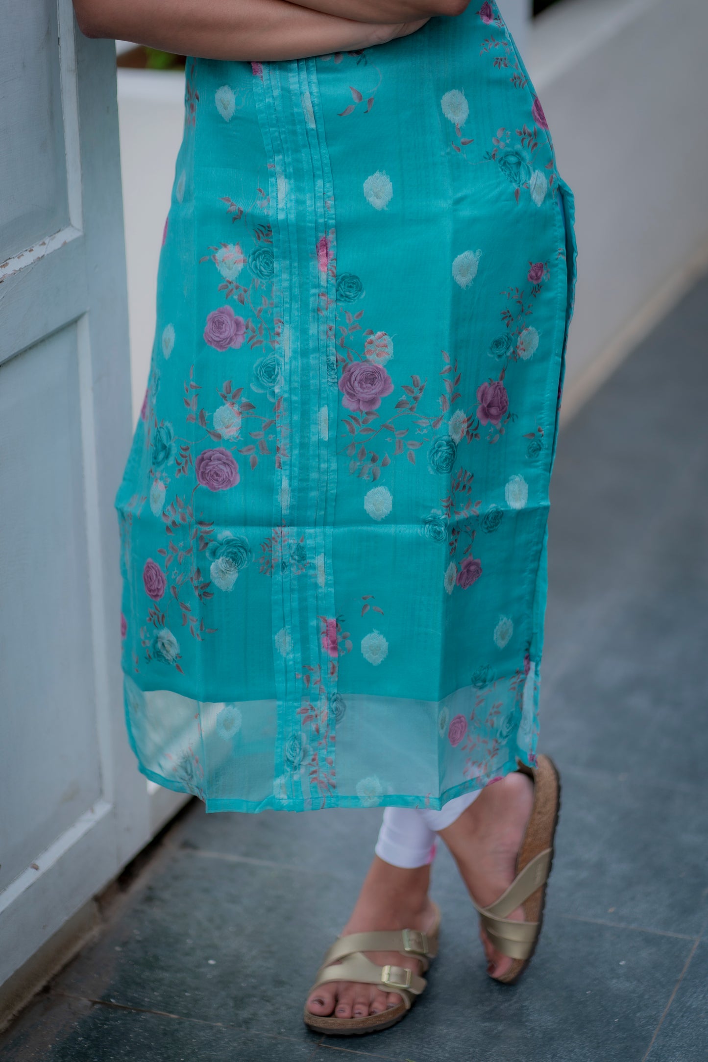 AA061 Chanderi Jacquard Butta Kurti
