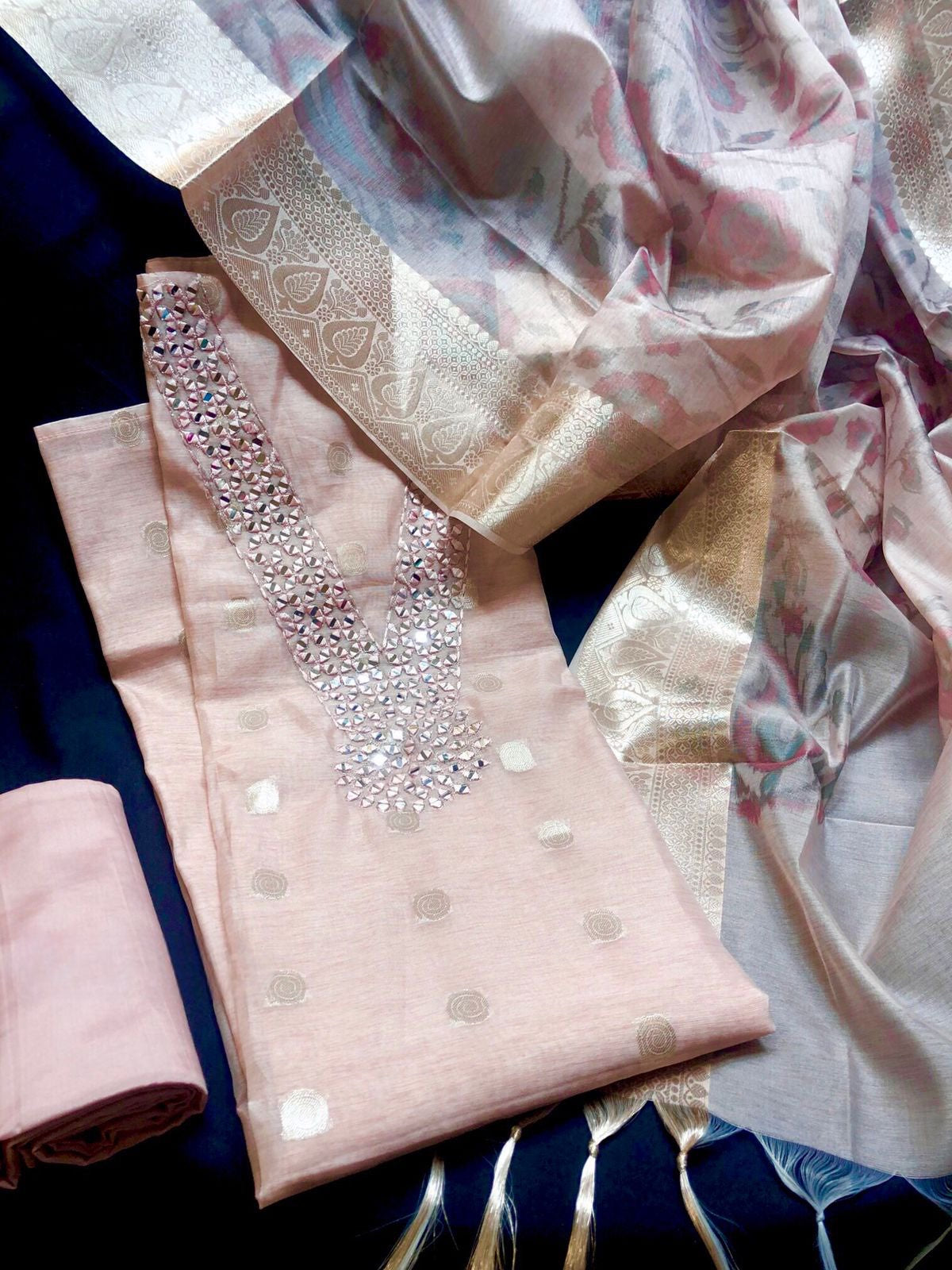 Linen Tissue Silk Salwar 3 Pc Sey