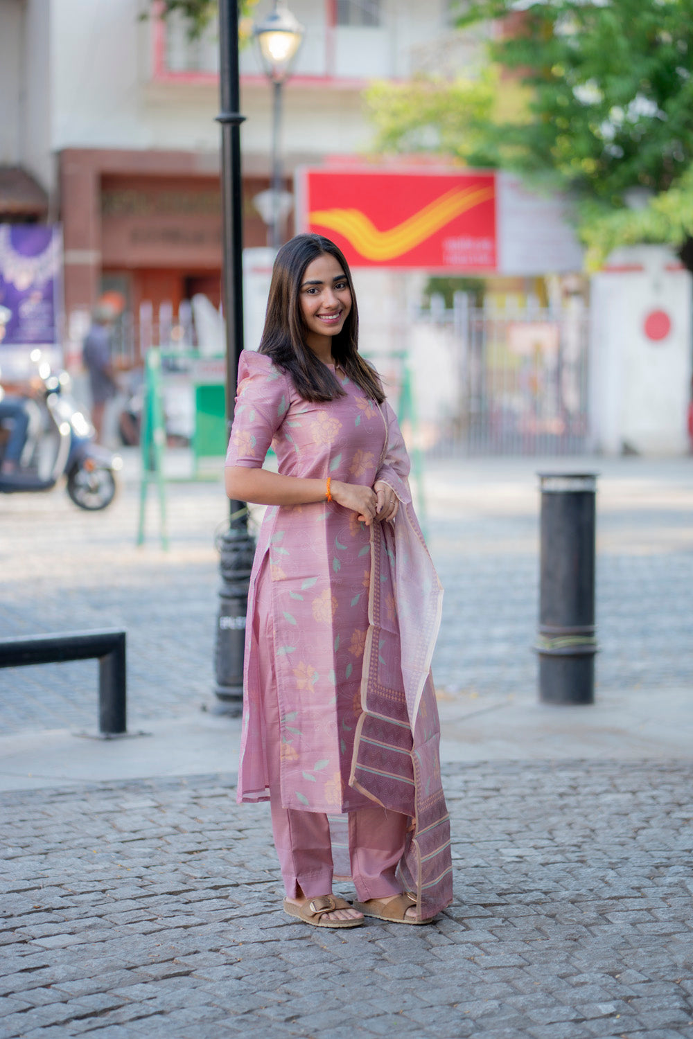 AA228 Bubblegum Pink Tissue Tussar Salwar Set
