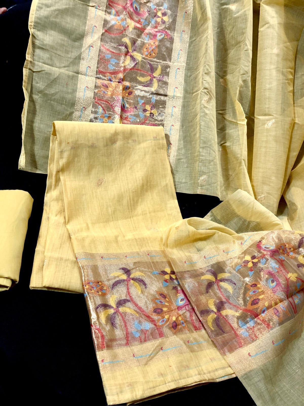 Linen Paithani Jamdani Silk