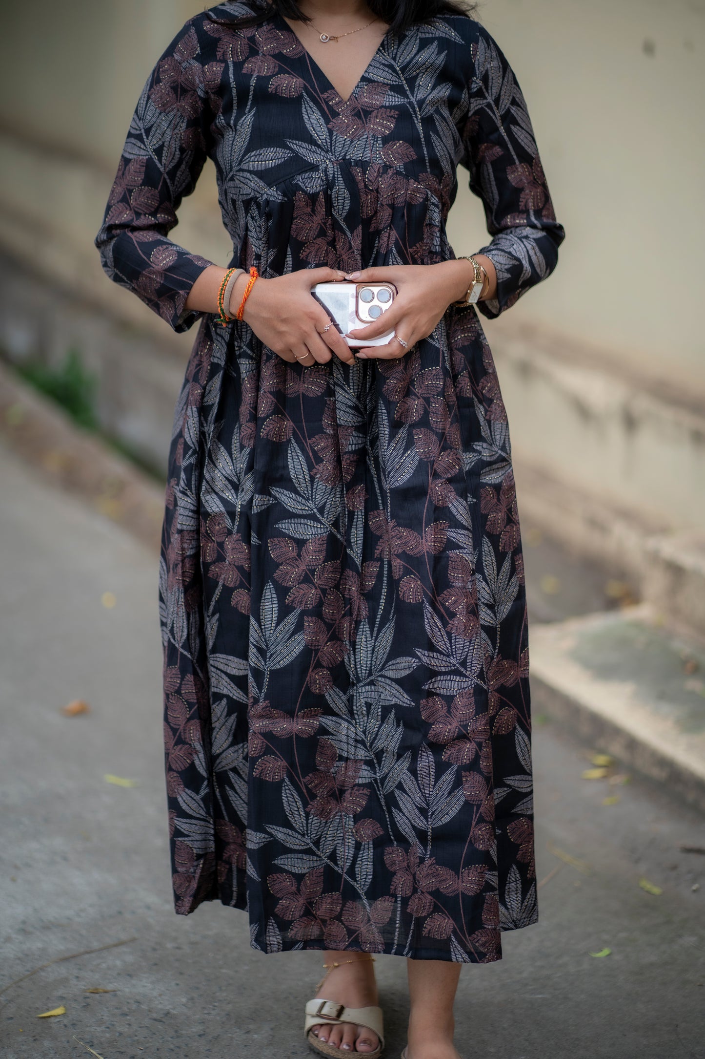 AA068 Black Modal Silk Maxi