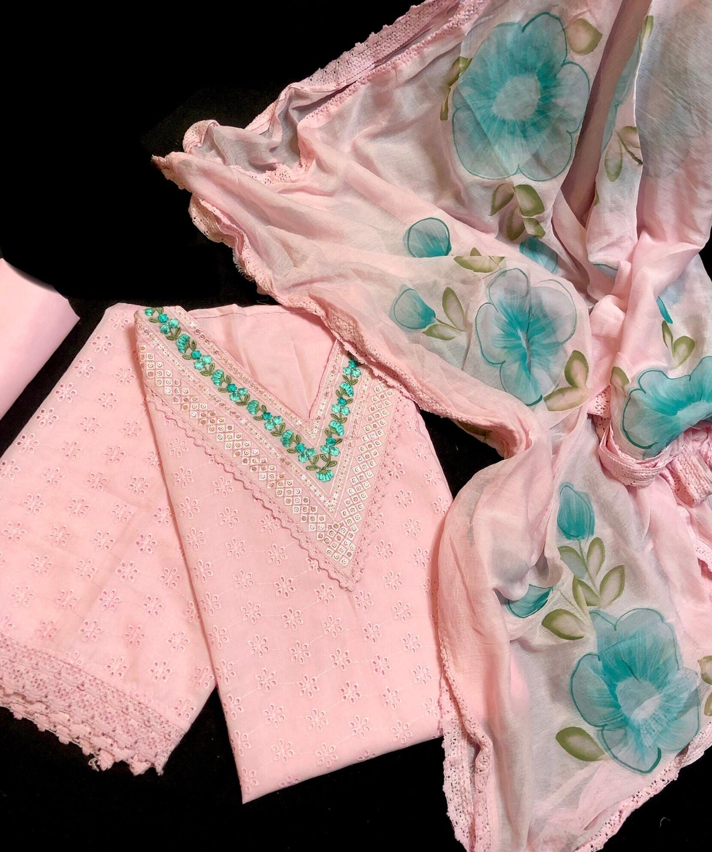 V Neck Hakoba Cotton Salwar Material