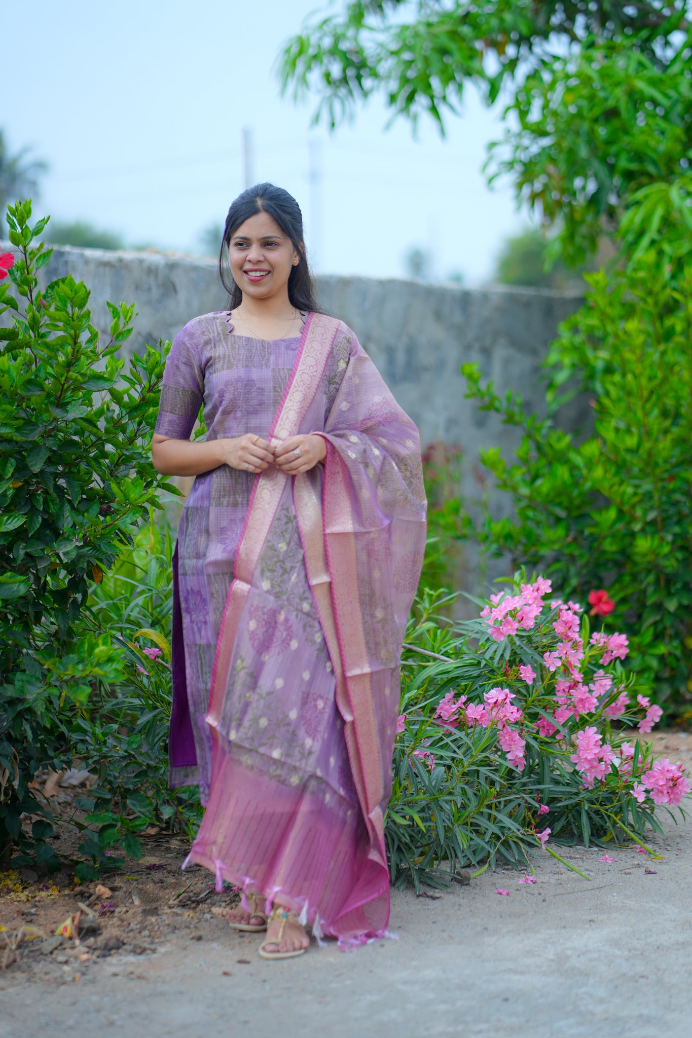 AA121 Tissue Handloom Kota Silk 3 PC set