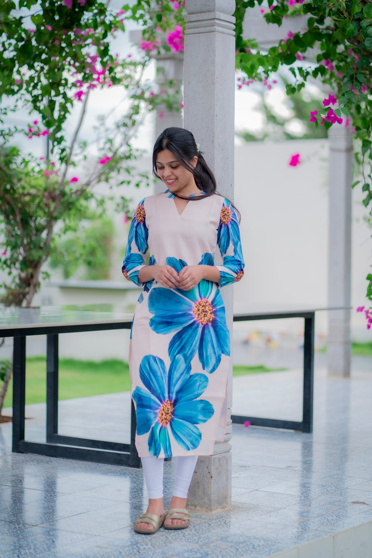 AA062 Linen Floral Kurti