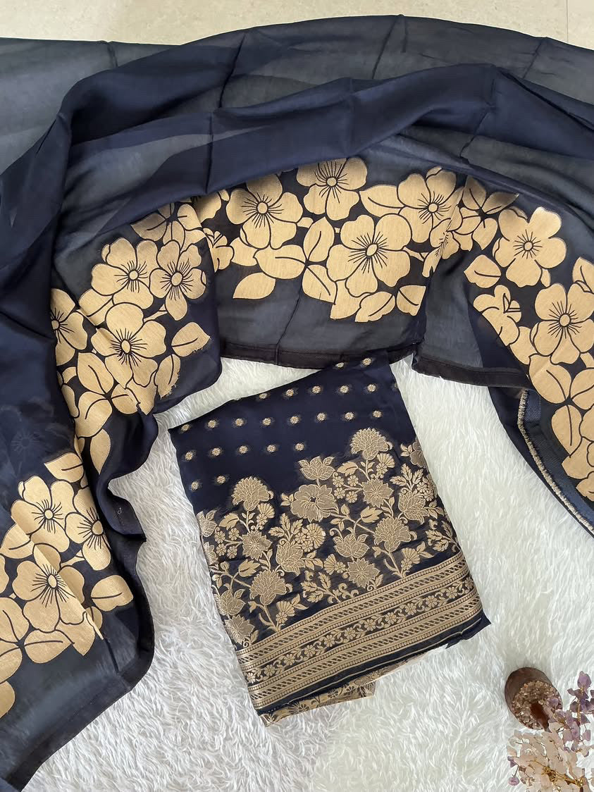 Soft Banarasi Salwar Materials with Beautiful Borders