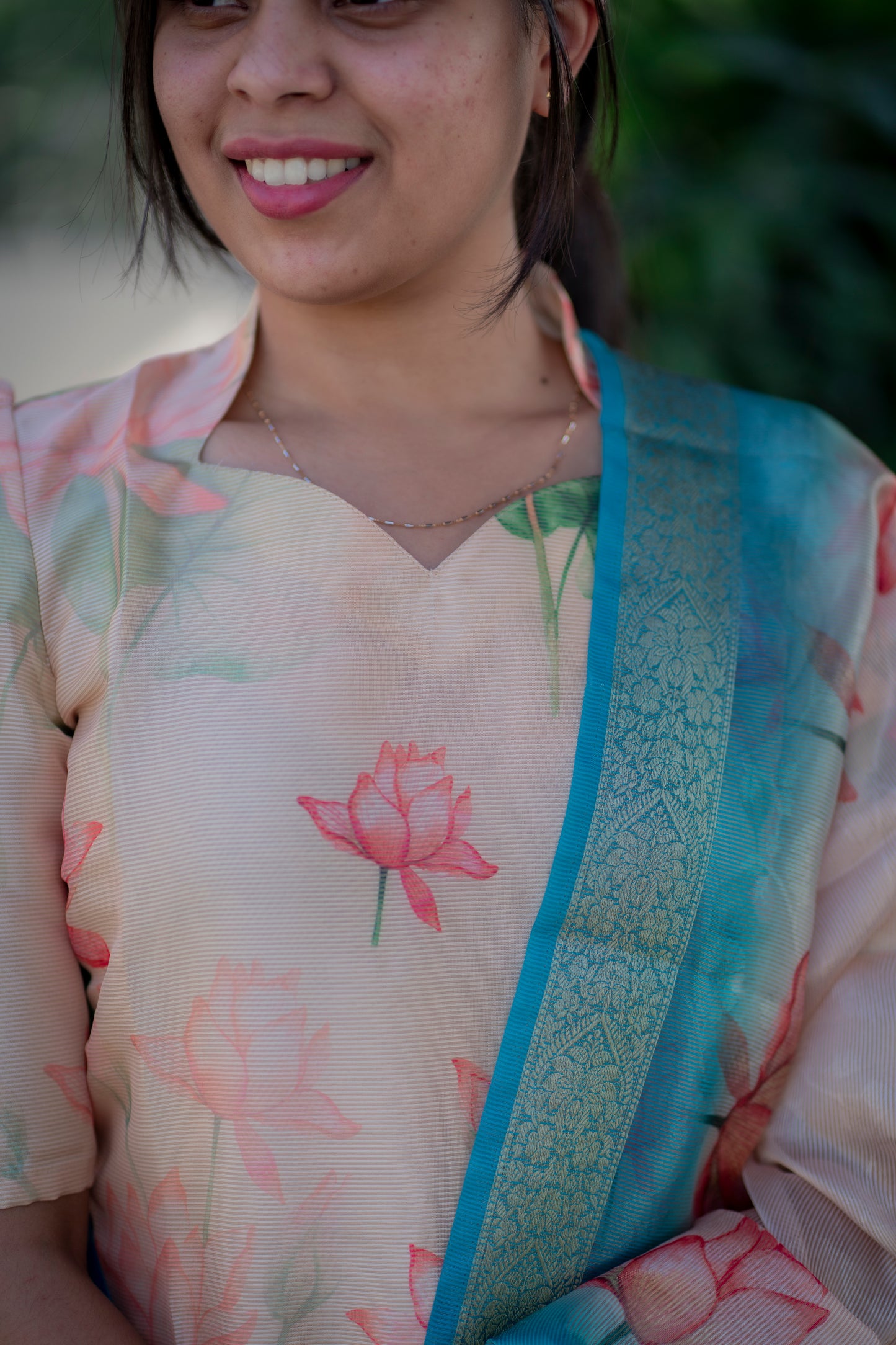 AA035 Golden Tissue Silk Kurti with Dupatta