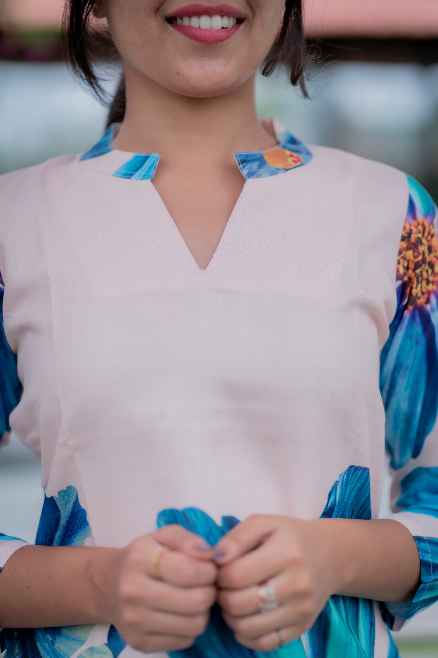 AA062 Linen Floral Kurti