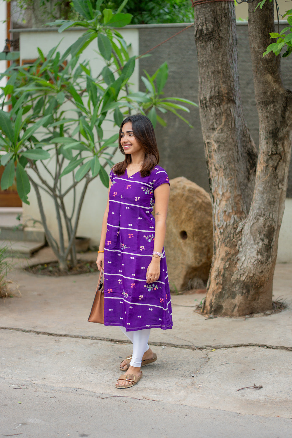 AA262 Violet Mul Chanderi Aline Kurti
