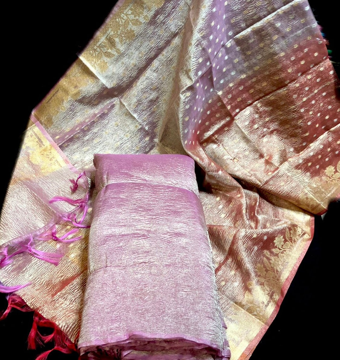 Lavender Crush Silk Kurti with Dupatta(Dupatta Double colour Lavender with Red)