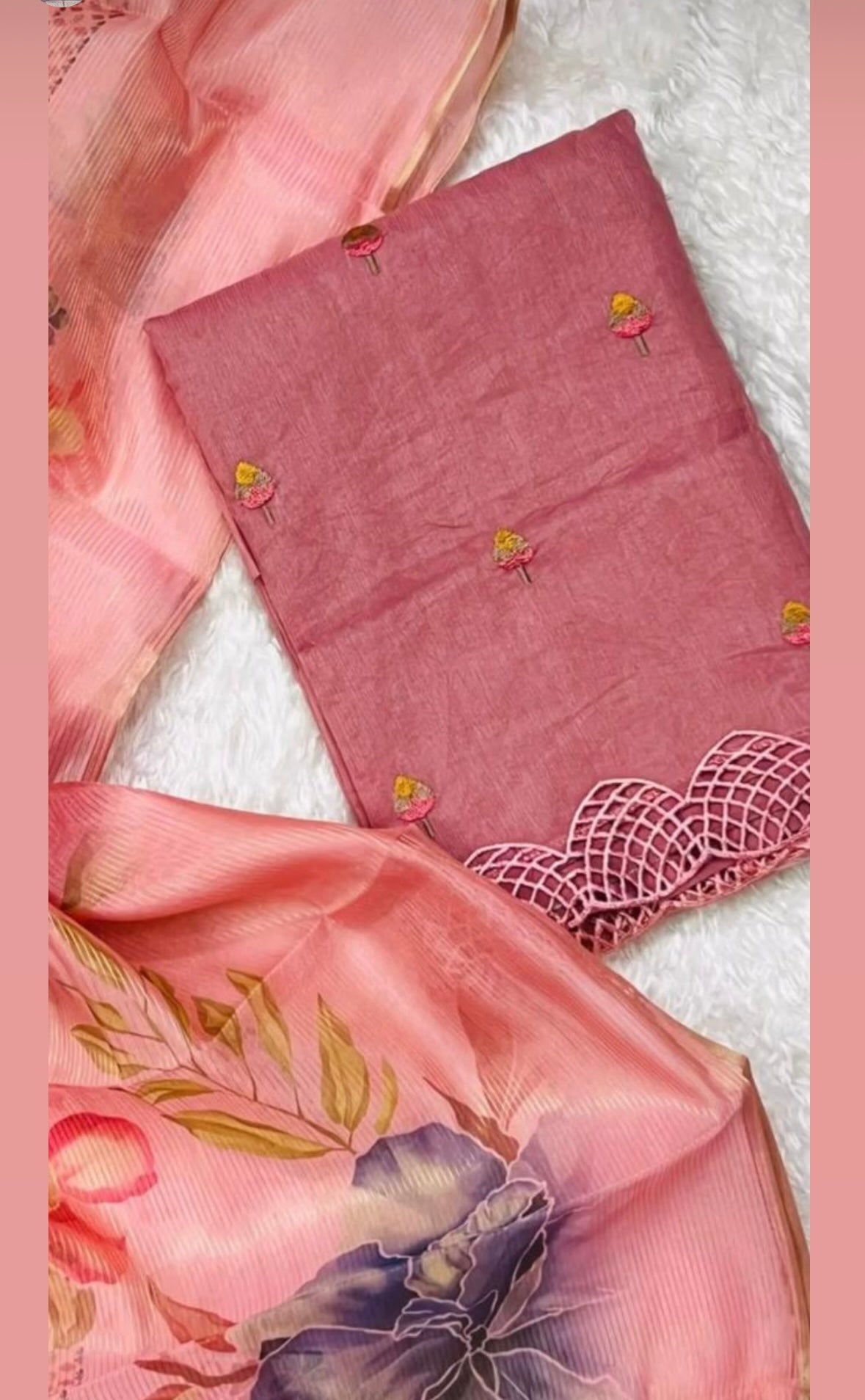 Green Paper Silk Salwar Material