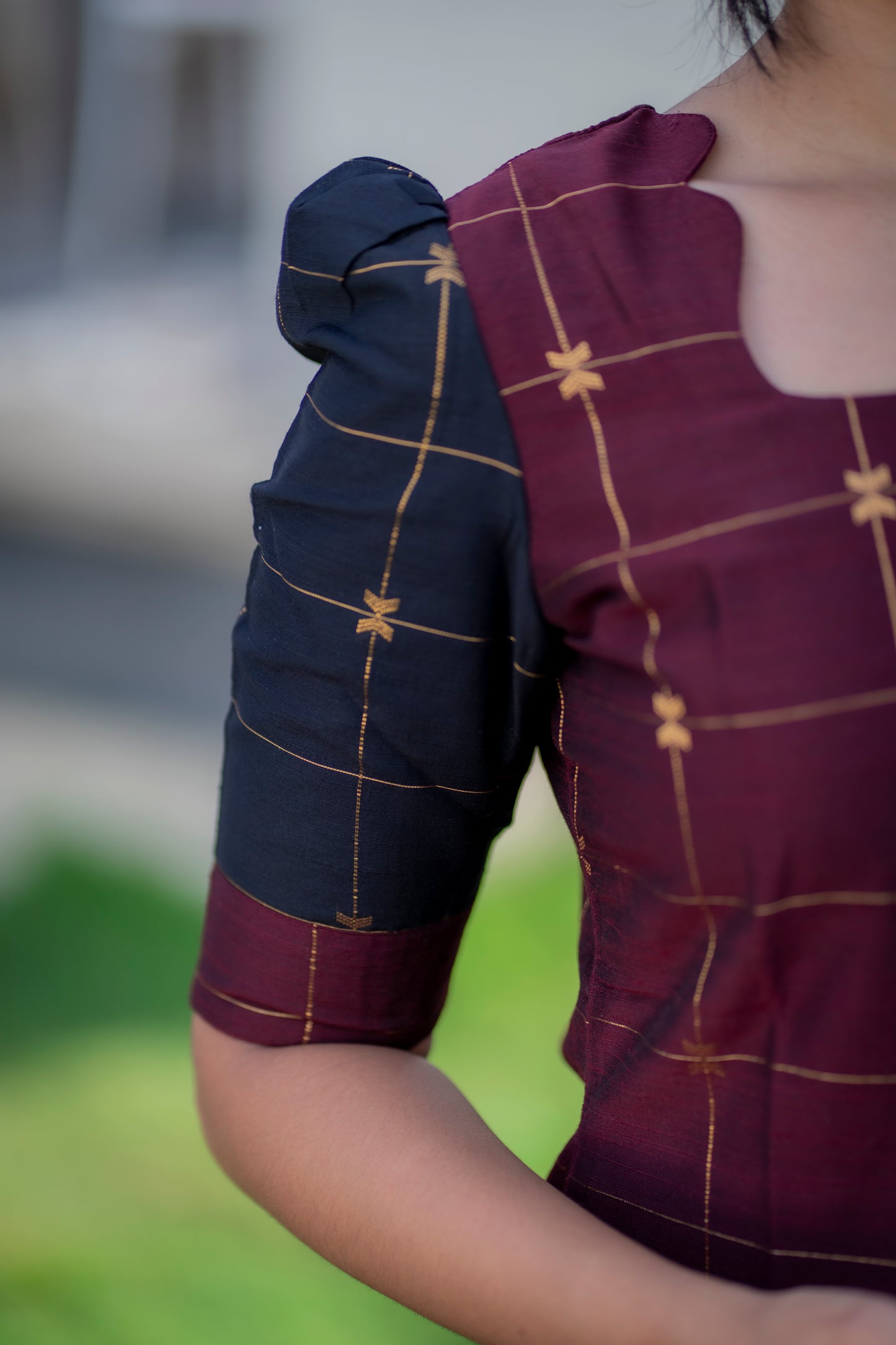 AA056 Brown with Black Silk Kurti with Dupatta
