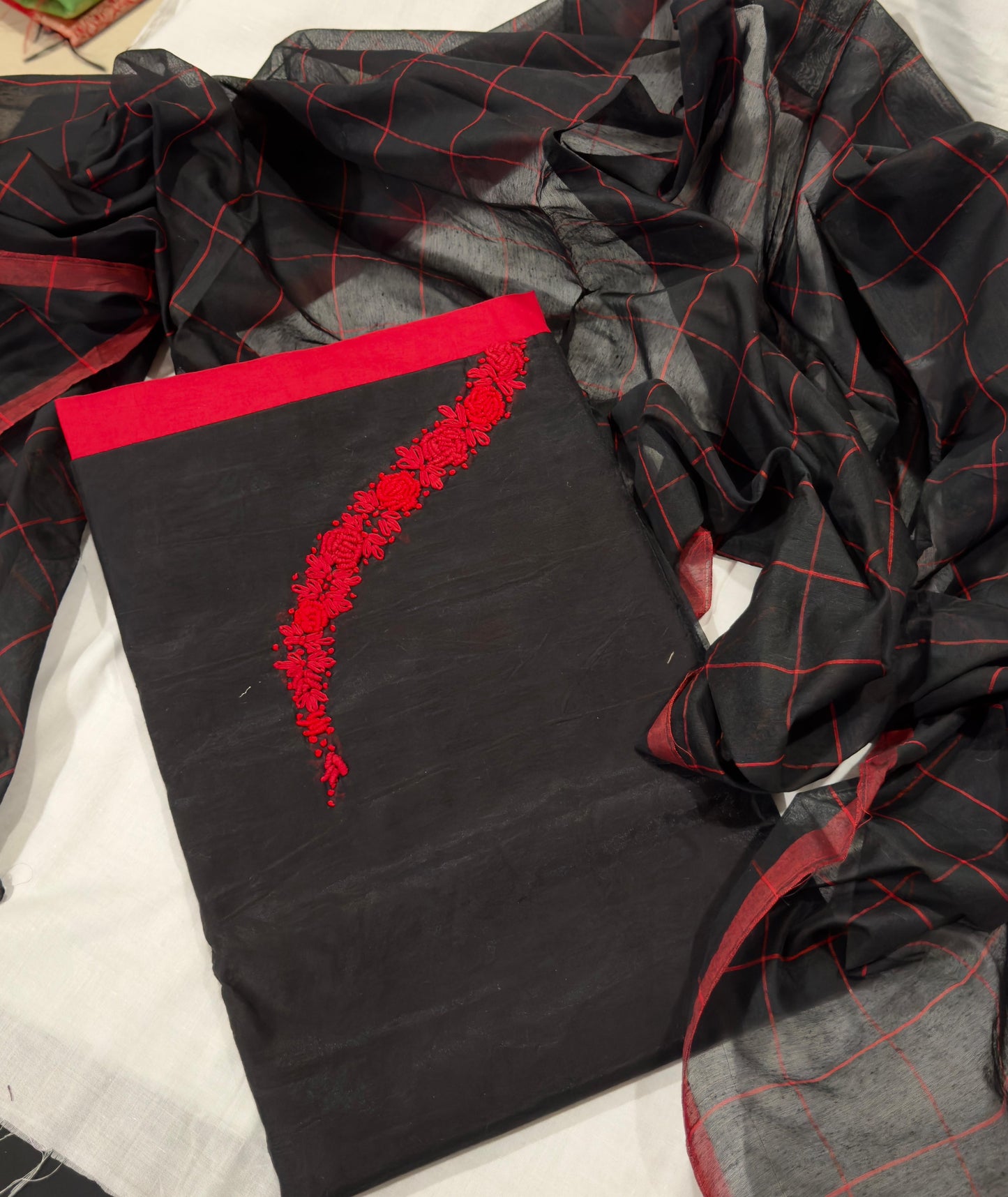 Black Silk Cotton Salwar Material