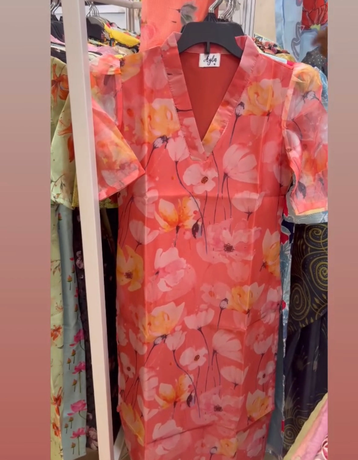 Floral organza kurti