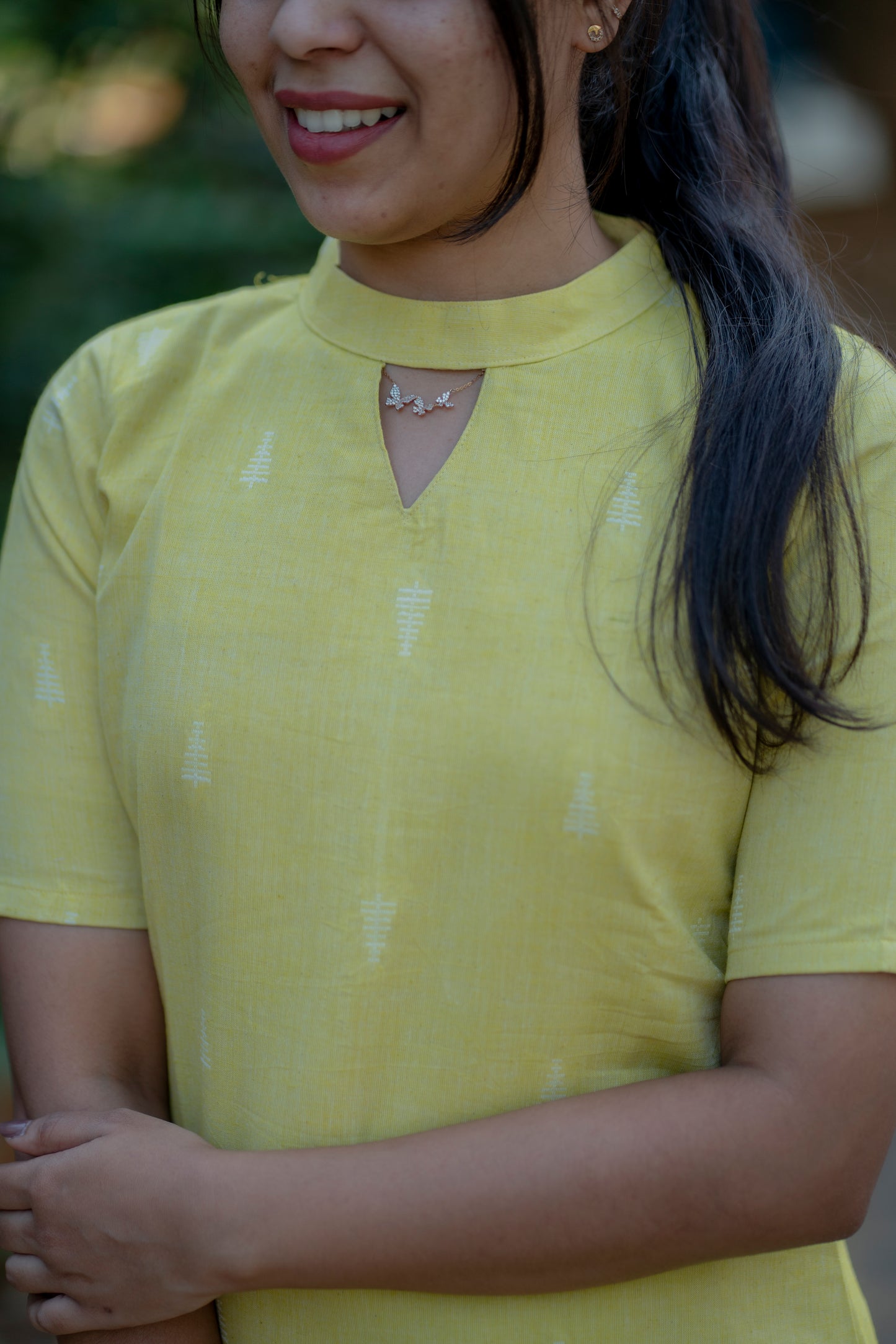 AA029 Neon Fluorescent Yellow Cotton Kurti