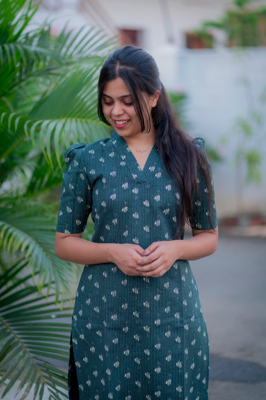 AA030 Dark Blue Kantha Cotton Co-Ord Set with Lining