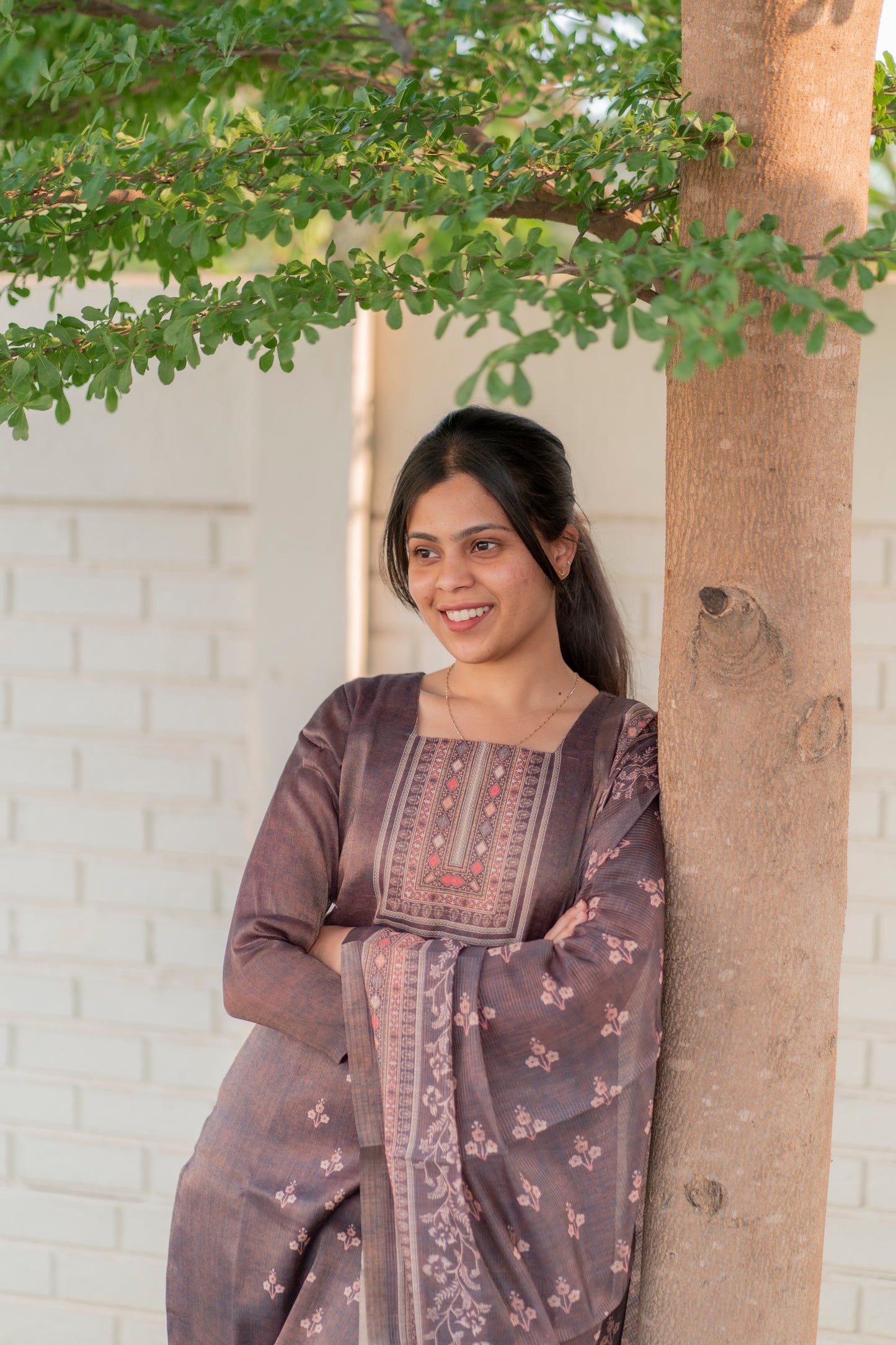 AA023 Tissue Chanderi Silk Kurti with Dupatta