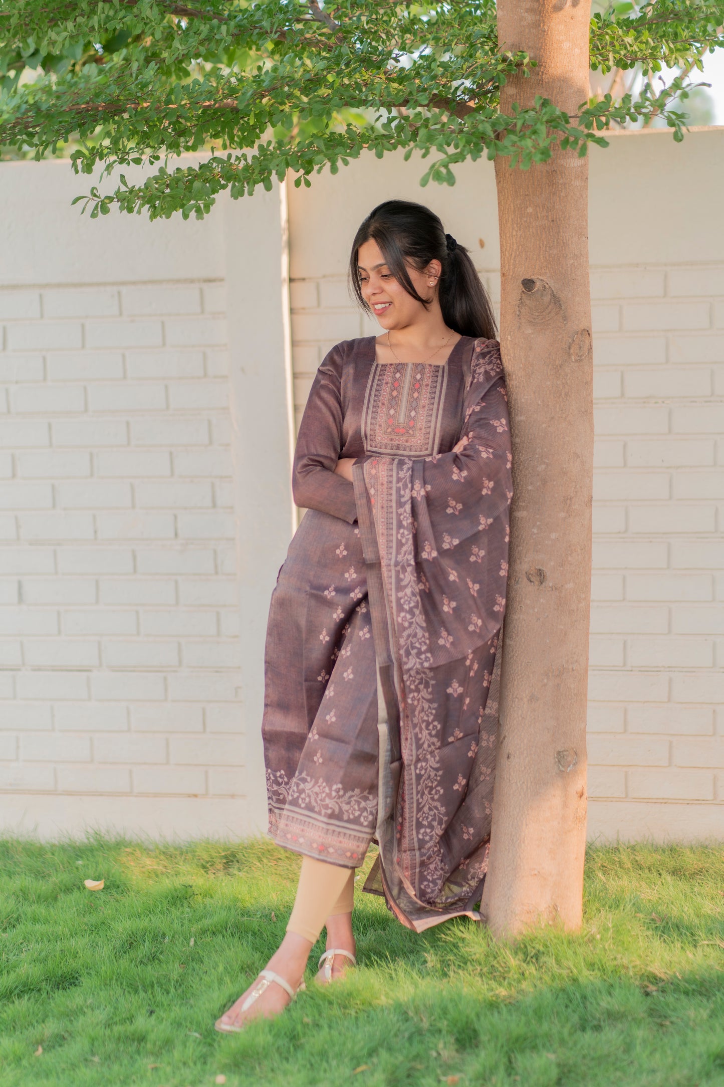 AA023 Tissue Chanderi Silk Kurti with Dupatta