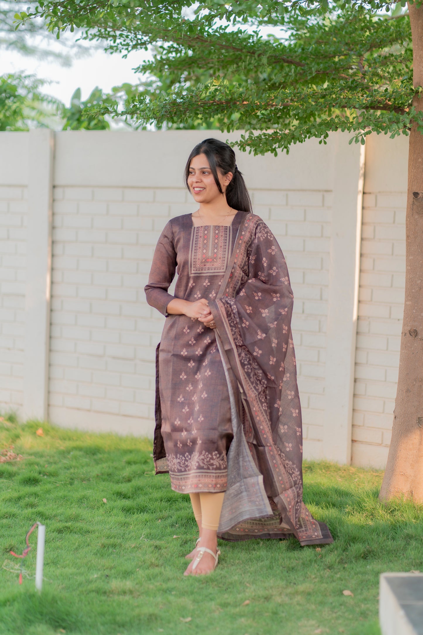 AA023 Tissue Chanderi Silk Kurti with Dupatta