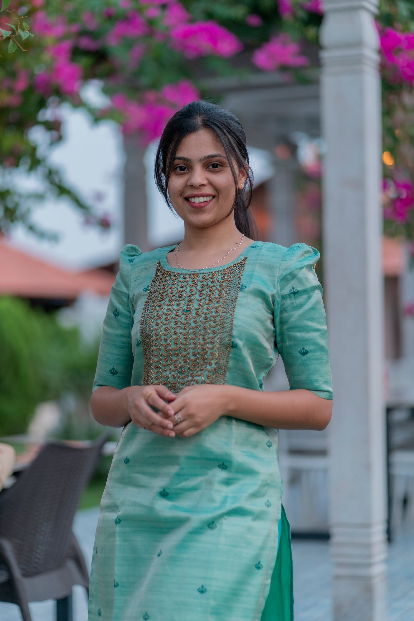 AA020 Blue Silk Banaras 3Pc Set