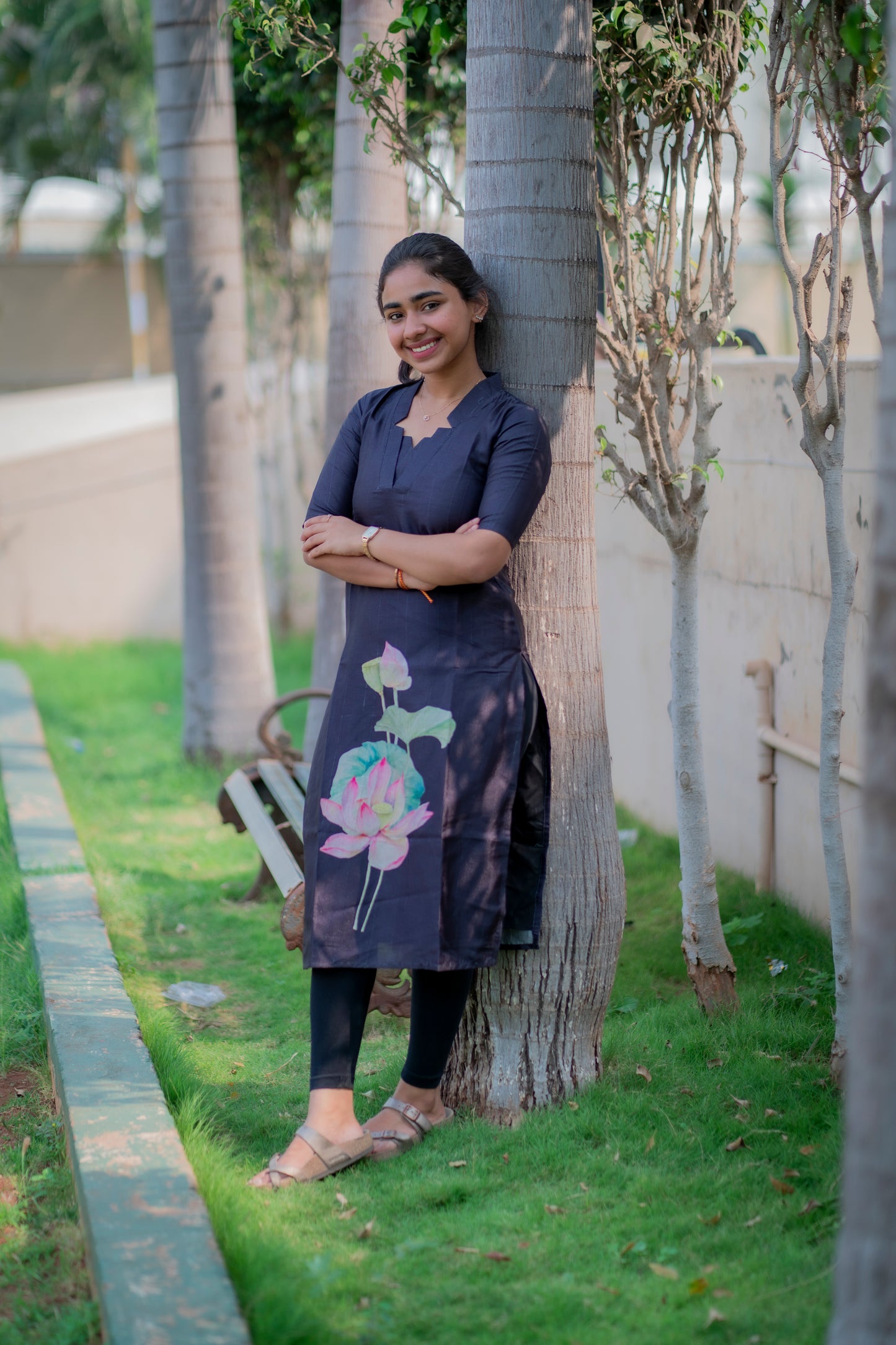 AA011 Stunning Black Tussar Kurti