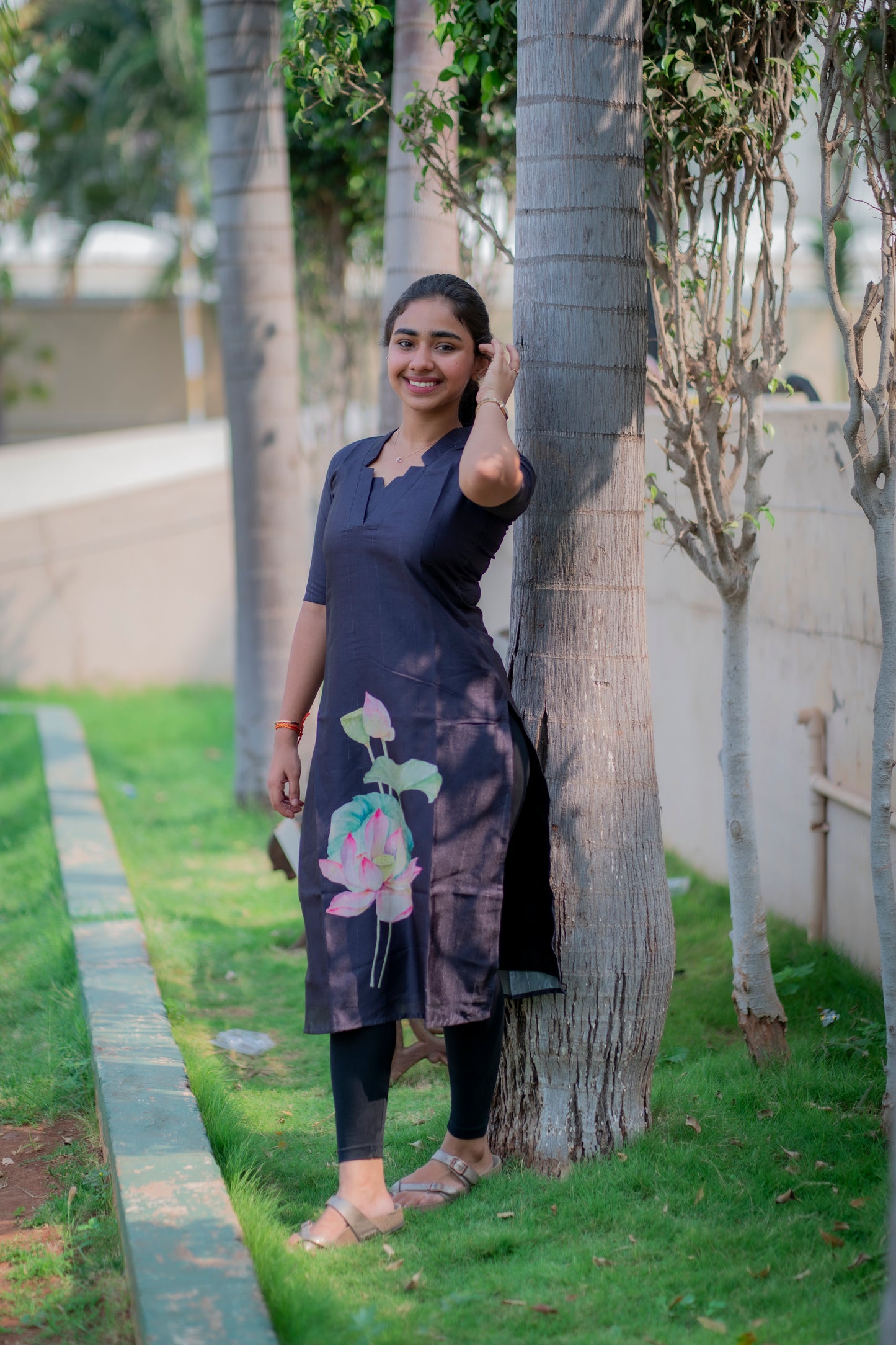 AA011 Stunning Black Tussar Kurti