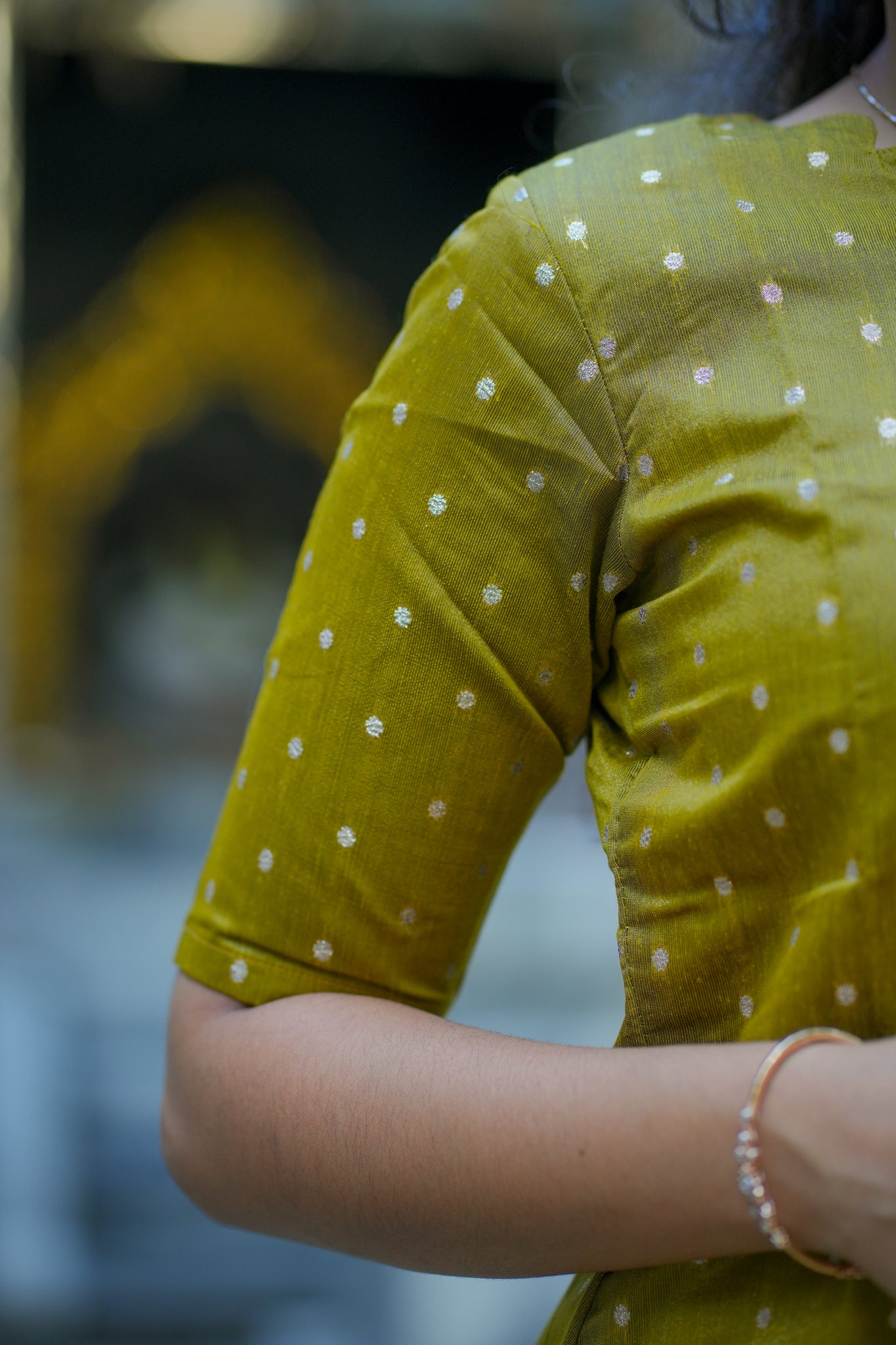 AA104 Mustard  Raw Silk Kurti with lavender Brocade Dupatta (Festive wear)