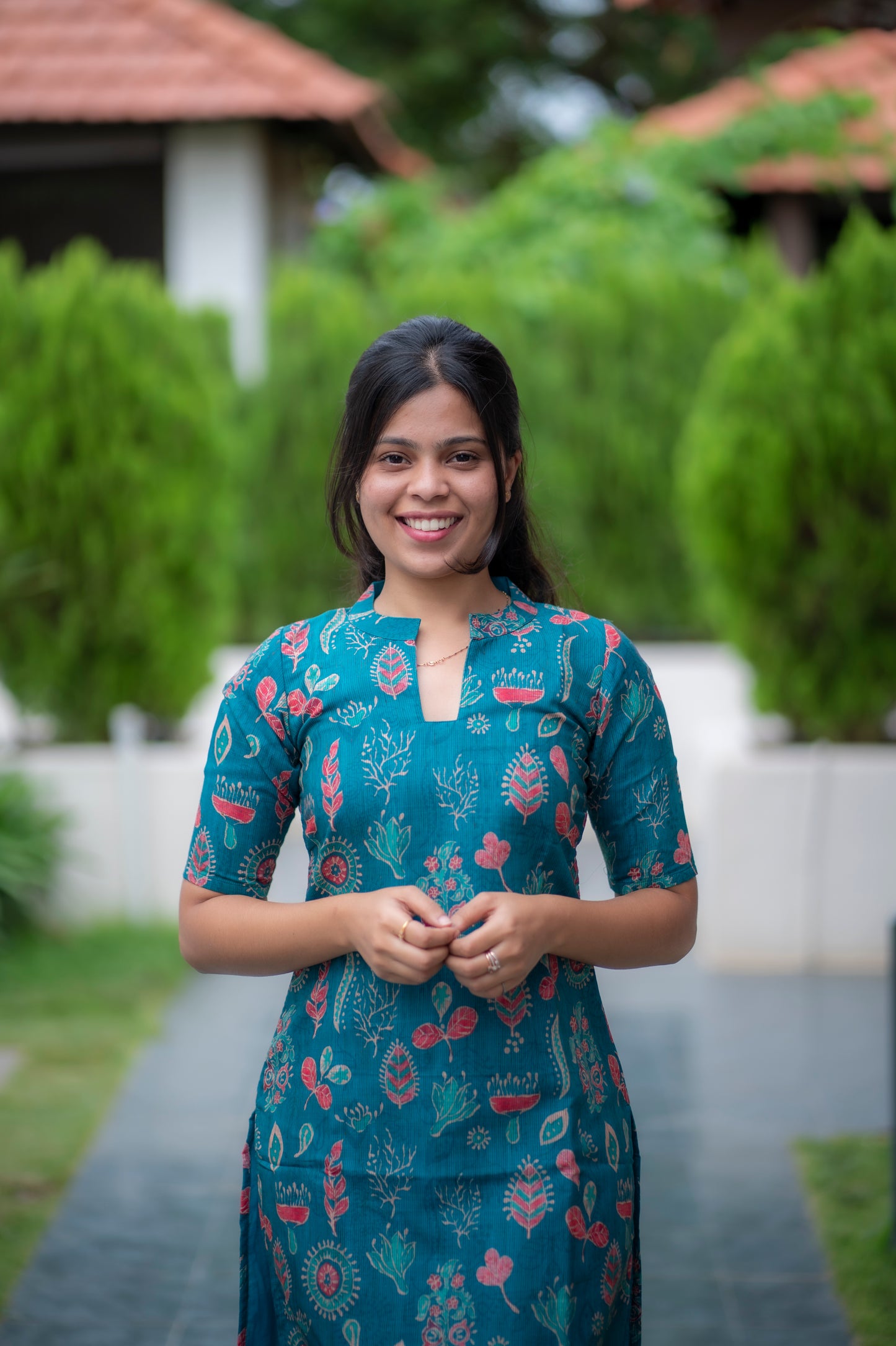 AA073 Sapphire Blue Tussar Silk Kurti