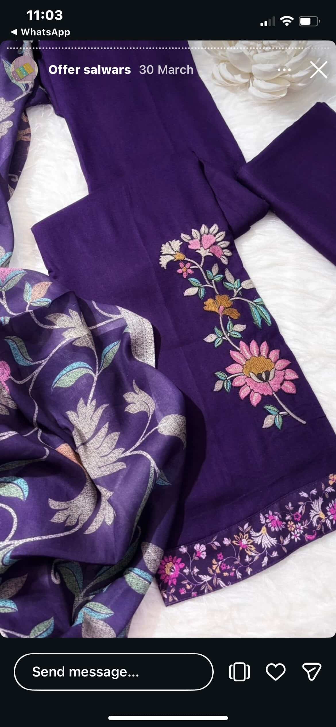 Semi Soft Silk Floral Embroidery Salwar Material