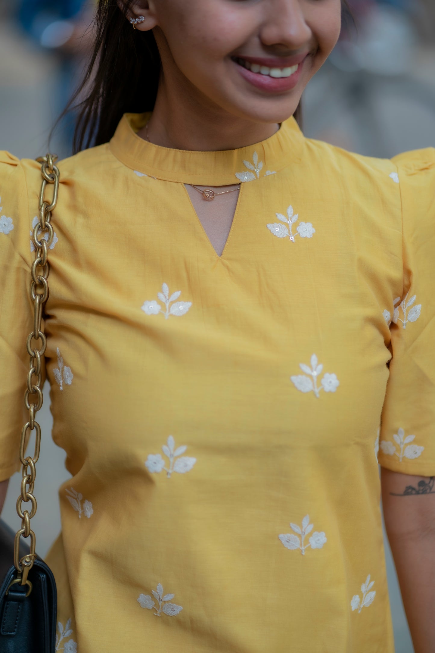 AA093 Yellow Mul Chanderi Silk Kurti