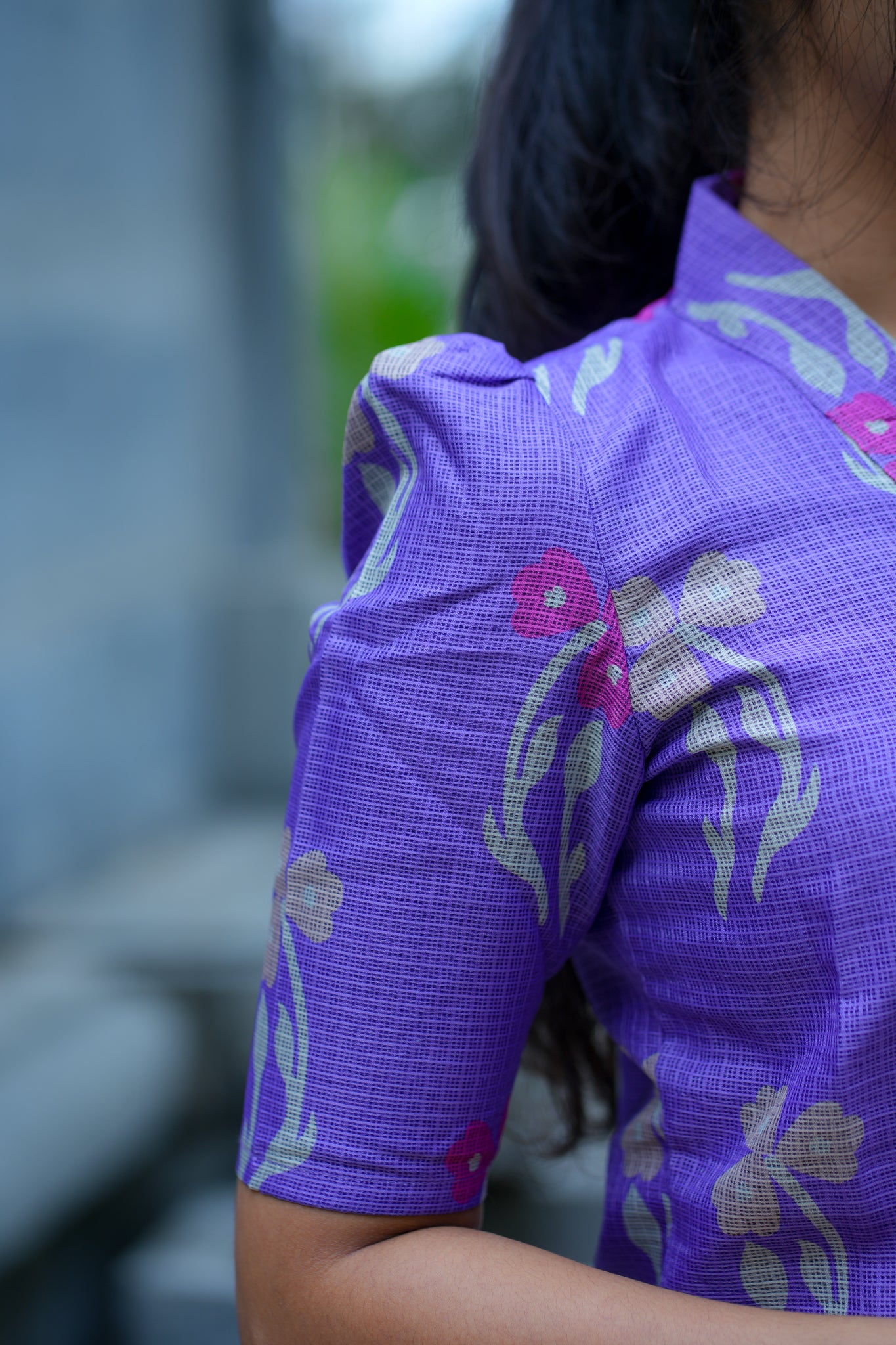 AA123 Lavender Kota Kurti with Lilac & Pink Jacquard Silk Dupatta