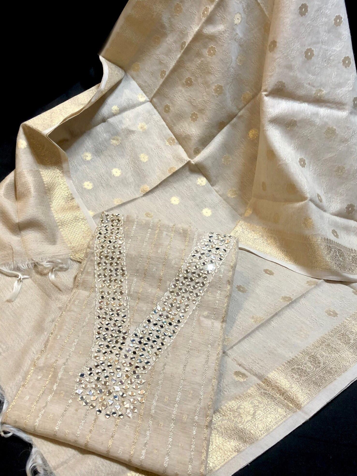 Linen Jacquard Silk Salwar Material