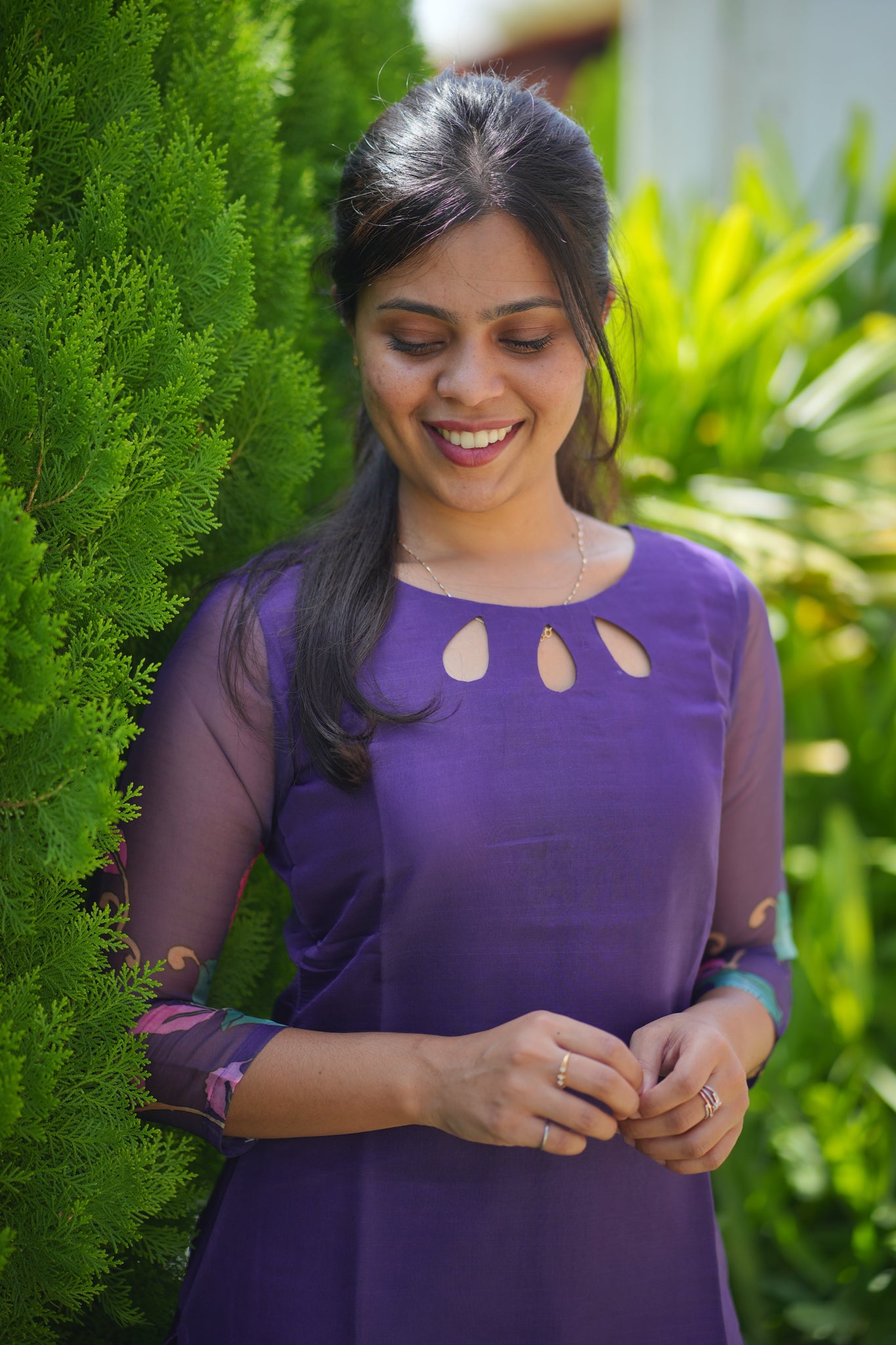 AA107 Floral Peacock organza Kurti