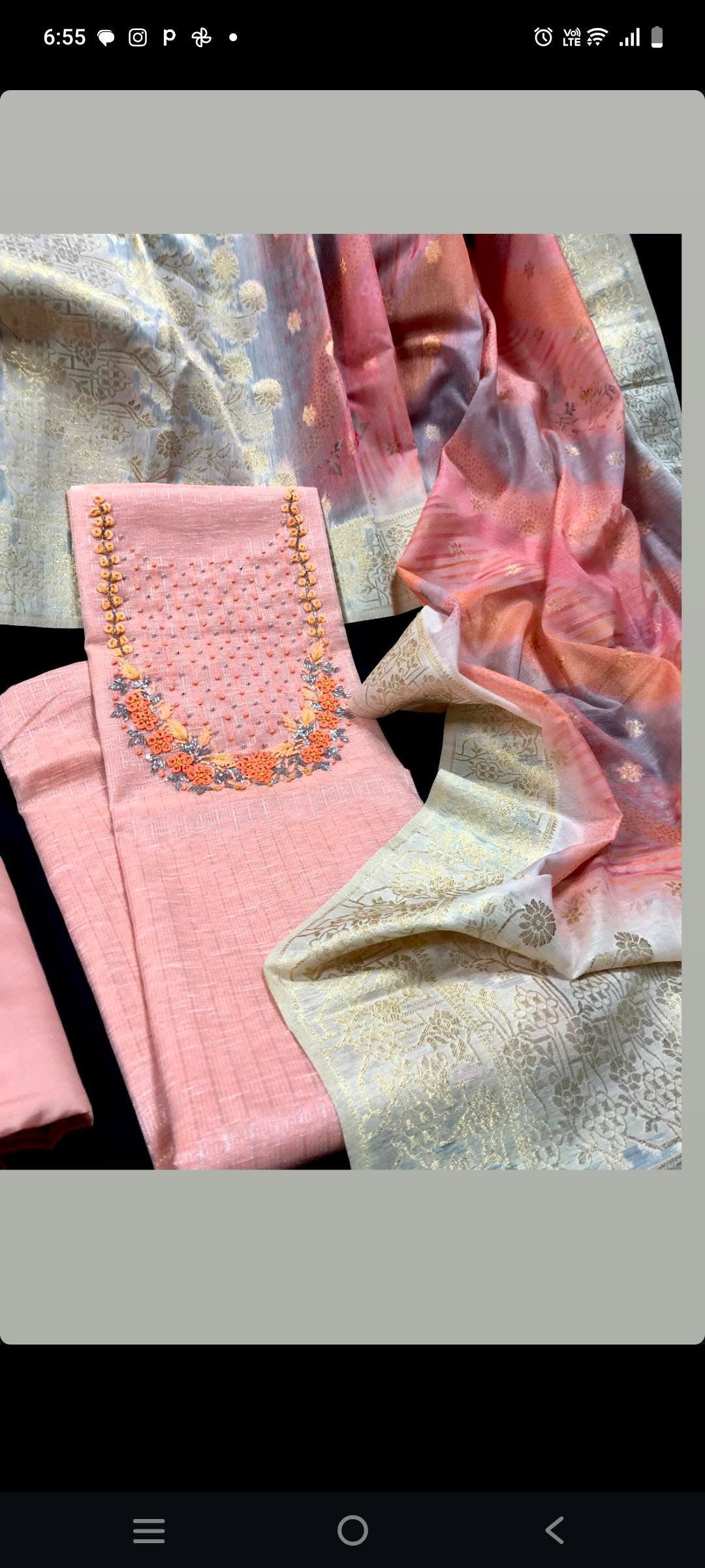 Pink Tissue silk Salwar Material