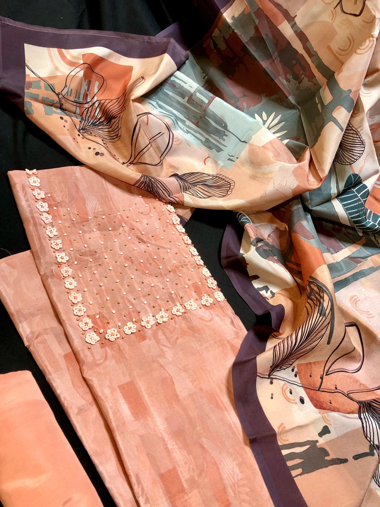 Soft Muslin Silk Salwar Material