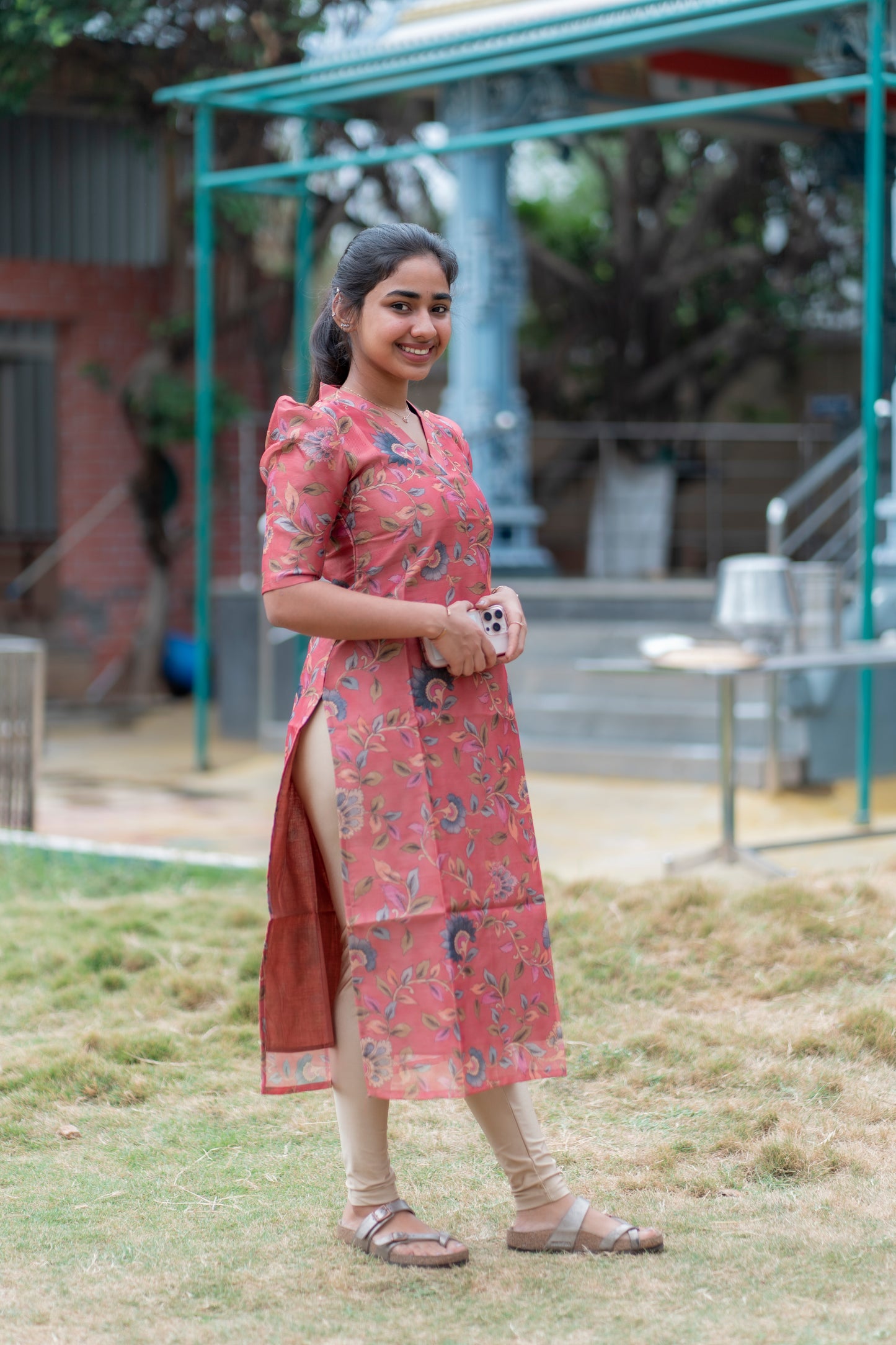 Floral Tissue Silk Kurti