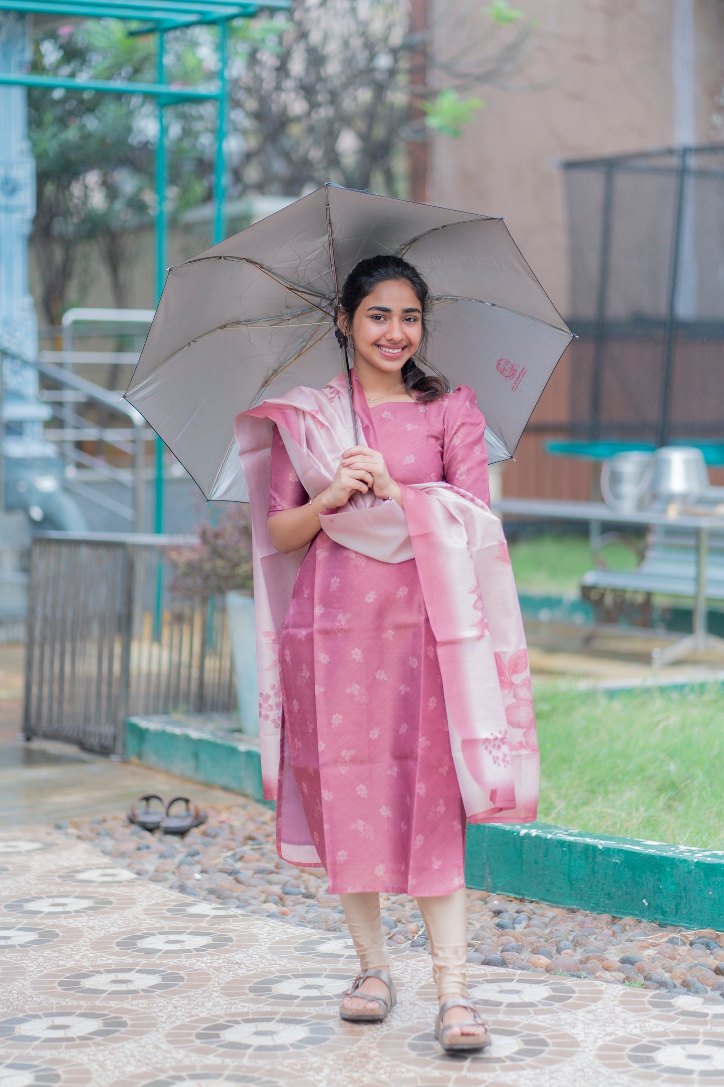 Wine Tissue Silk Kurti with Dupatta
