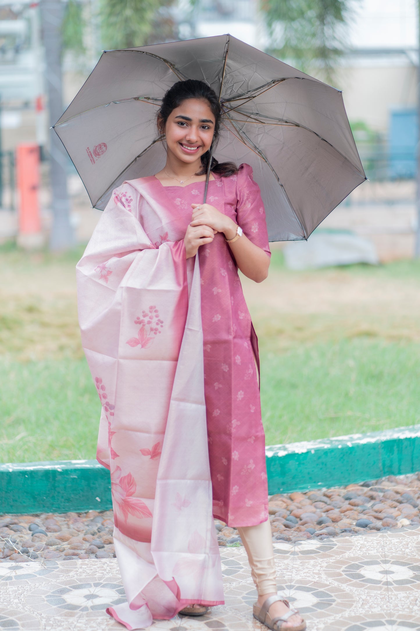 Wine Tissue Silk Kurti with Dupatta